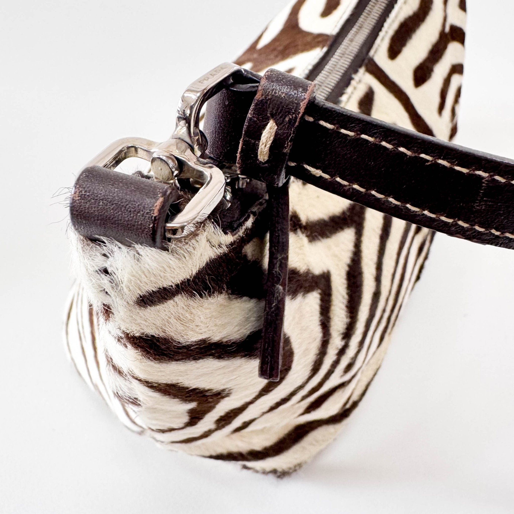PRADA Neutral Zebra Print Pony Hair Shoulder Bag, in , Sold by HIVE PRELOVED - Shoulder Bags, ,