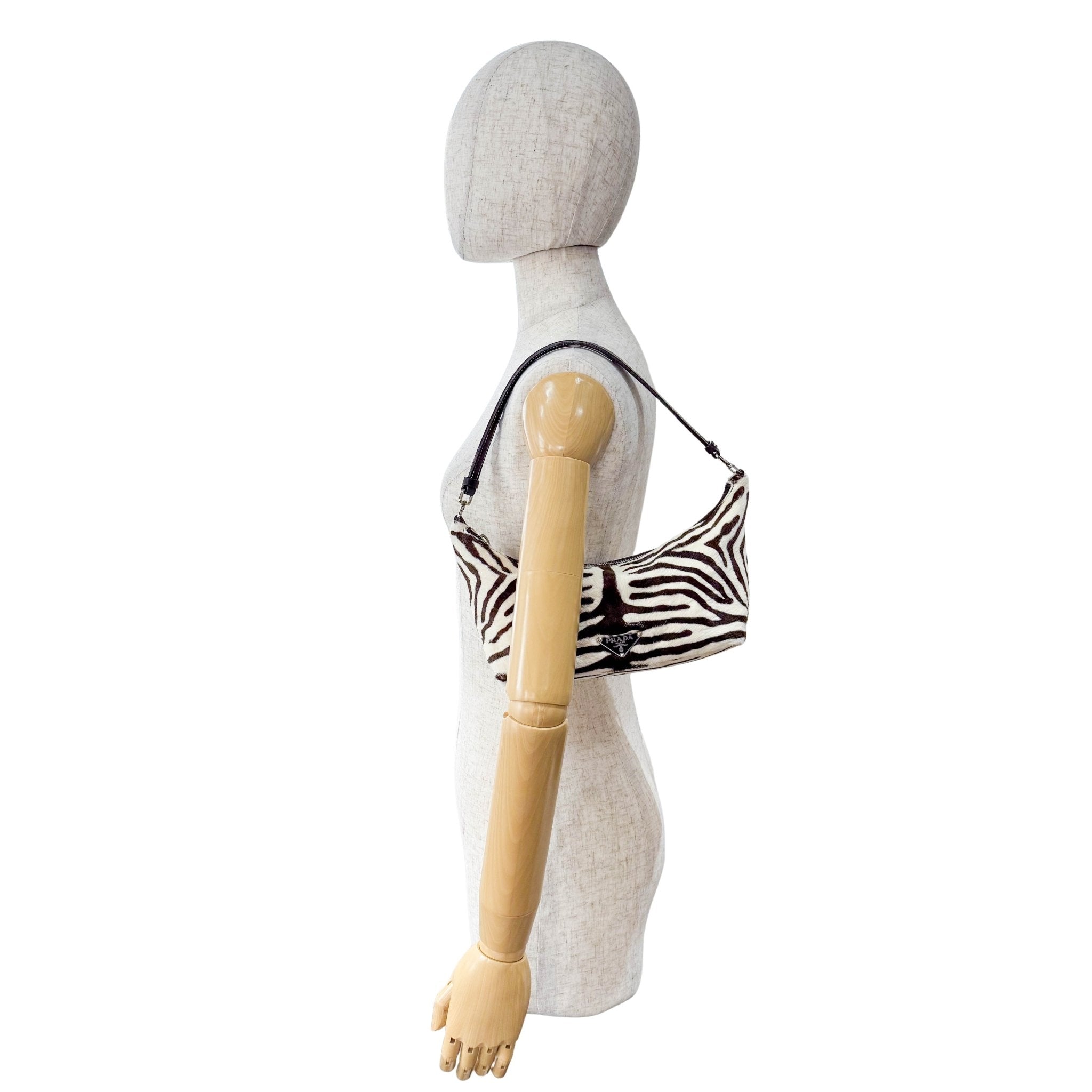PRADA Neutral Zebra Print Pony Hair Shoulder Bag, in , Sold by HIVE PRELOVED - Shoulder Bags, ,
