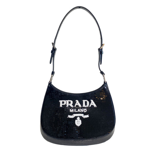 PRADA Prada Cleo Black Sequined Bag, in , Sold by HIVE PRELOVED - Shoulder Bags, ,