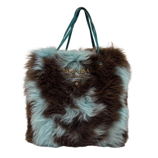 PRADA Prada Fur Blue & Brown Shoulder Bag, in , Sold by HIVE PRELOVED - Shoulder Bags, ,