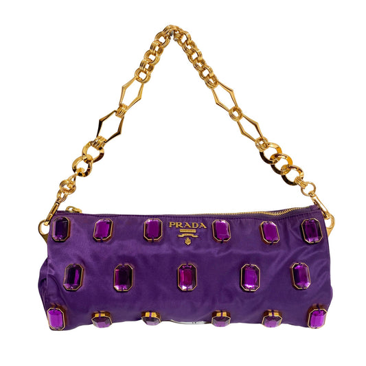 PRADA Prada Purple Bejewled Rhinestone Small Collapsible Shoulder Bag, in , Sold by HIVE PRELOVED - Shoulder Bags, ,