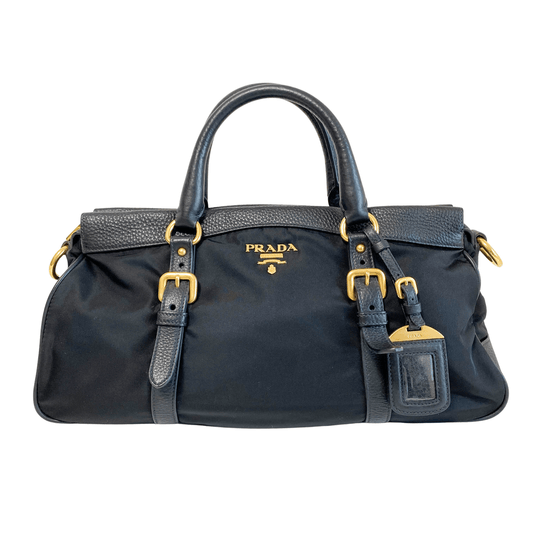 PRADA Rectangle Nylon/Leather Black Handbag, in , Sold by HIVE PRELOVED - Handle Bags, ,