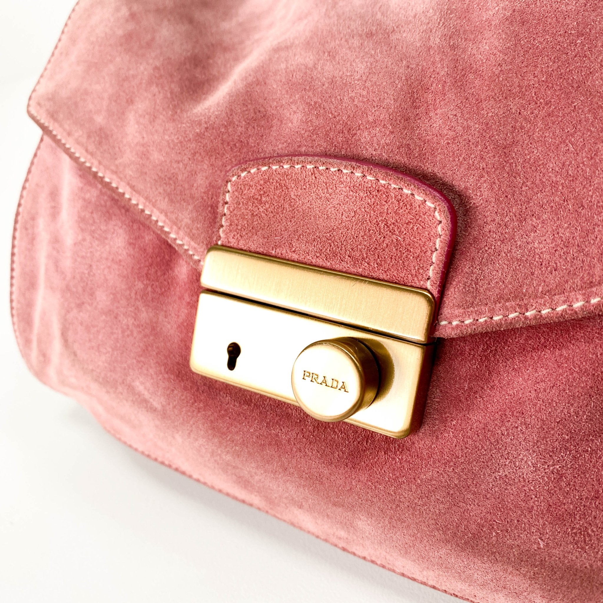 PRADA Rosé Pink Suede Handle Bag, in , Sold by HIVE PRELOVED - Handle Bags, ,
