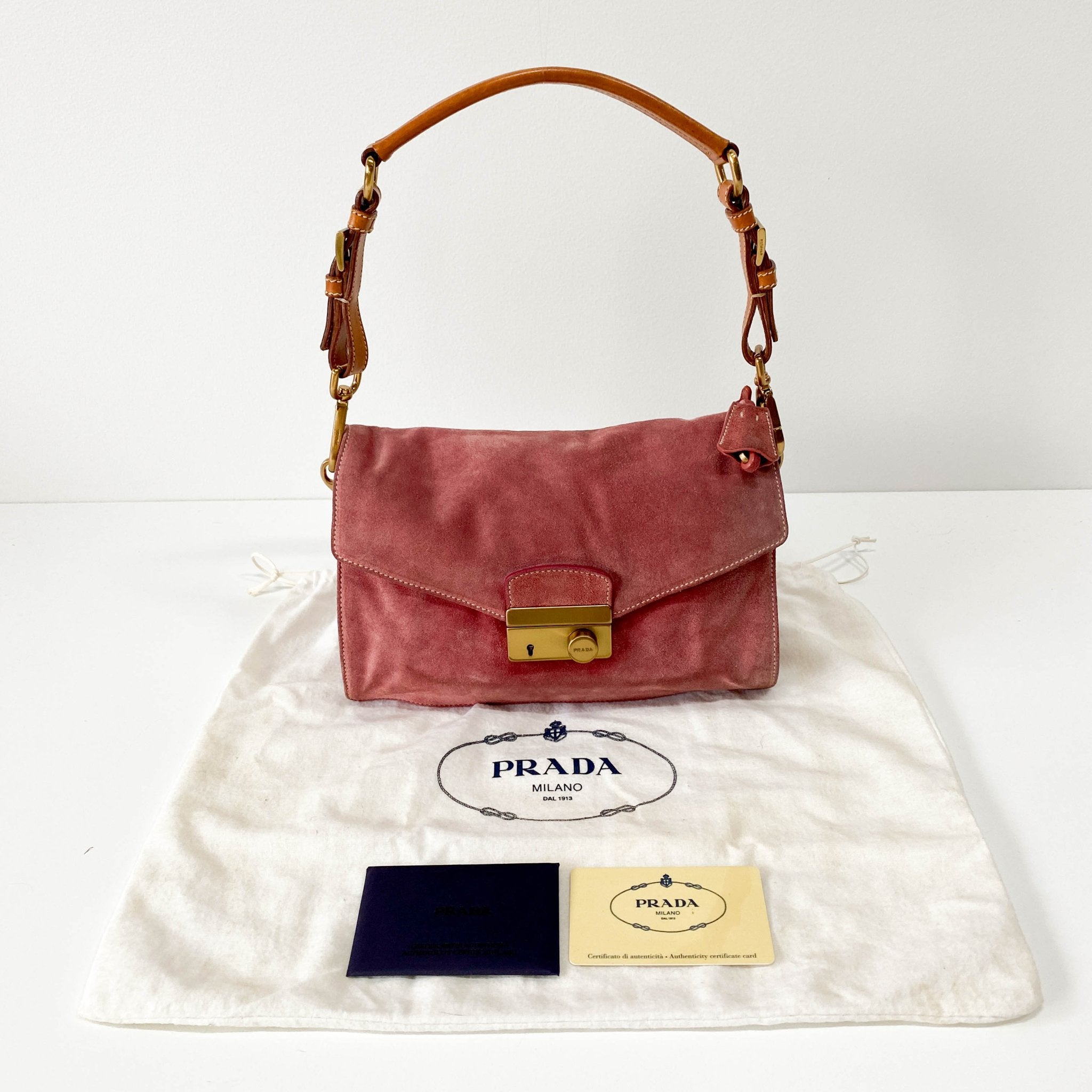 PRADA Rosé Pink Suede Handle Bag, in , Sold by HIVE PRELOVED - Handle Bags, ,