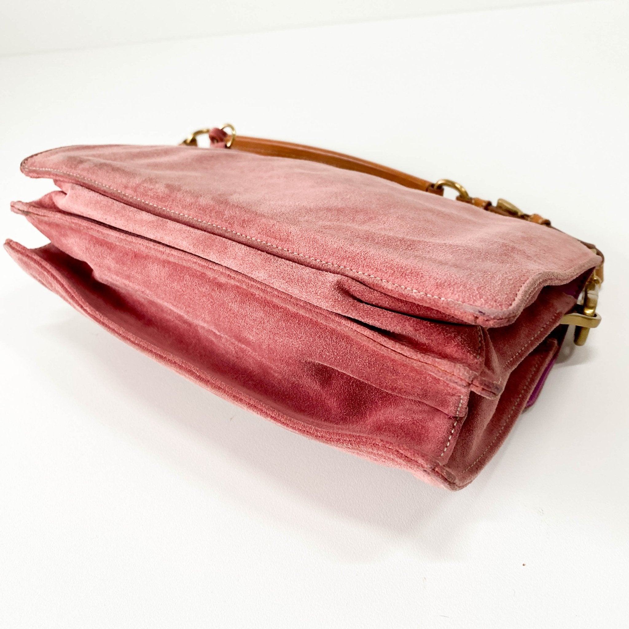 PRADA Rosé Pink Suede Handle Bag, in , Sold by HIVE PRELOVED - Handle Bags, ,