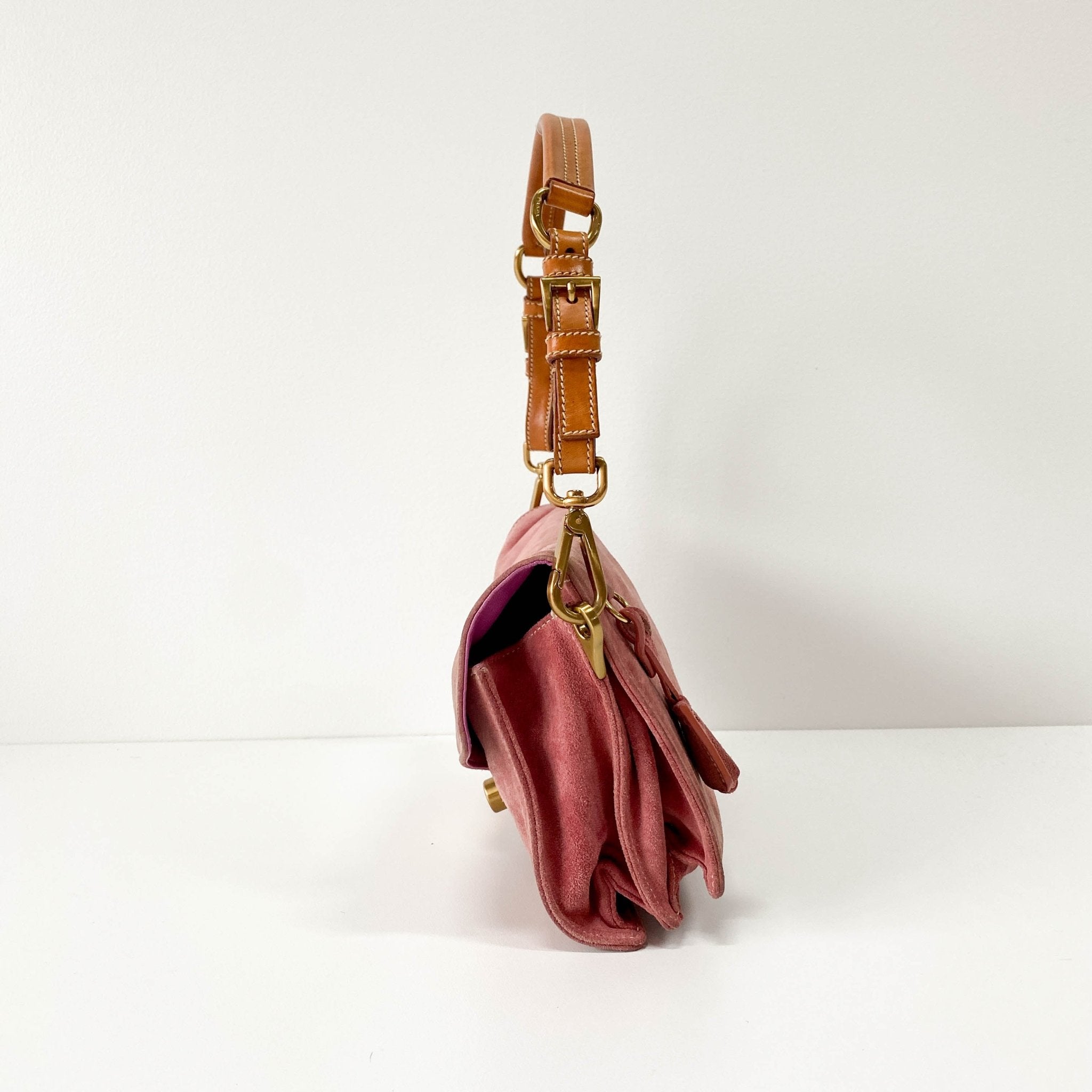 PRADA Rosé Pink Suede Handle Bag, in , Sold by HIVE PRELOVED - Handle Bags, ,