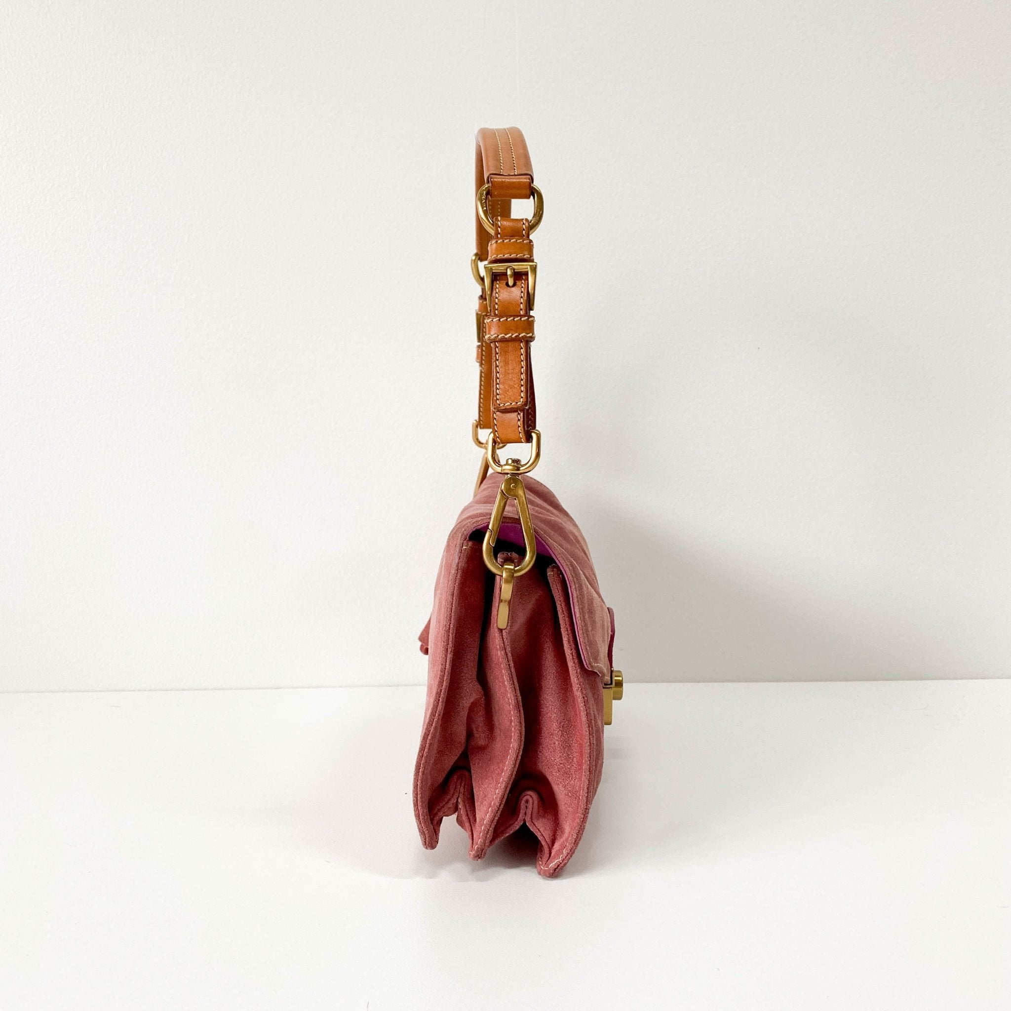 PRADA Rosé Pink Suede Handle Bag, in , Sold by HIVE PRELOVED - Handle Bags, ,