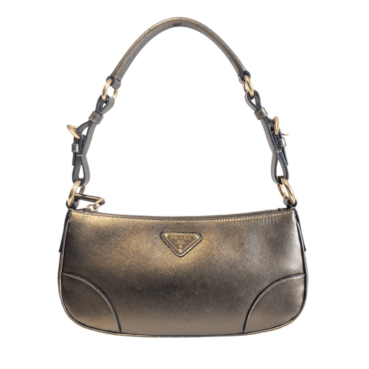 PRADA Saffiano Gold Hobo Shoulder Bag, in , Sold by HIVE PRELOVED - Shoulder Bags, ,