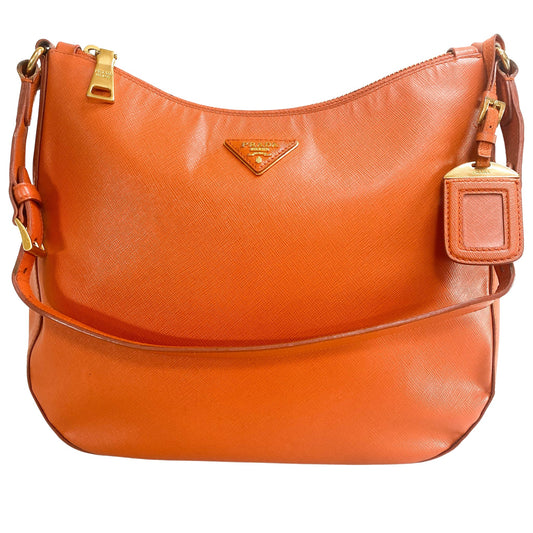 PRADA Saffiano Leather Orange Hobo Shoulder Bag, in , Sold by HIVE PRELOVED - Shoulder Bags, ,