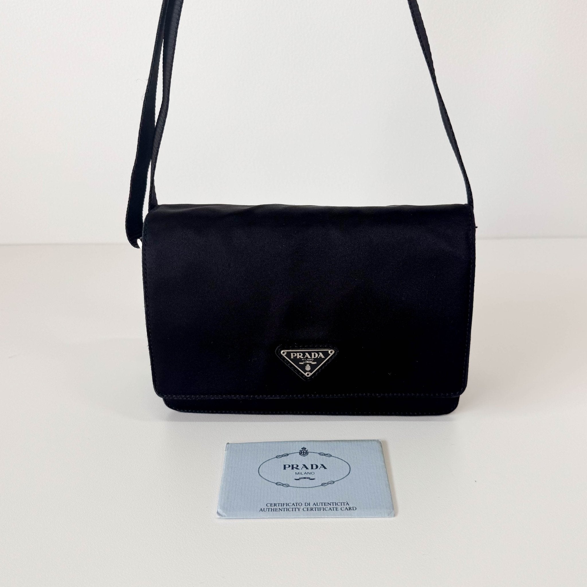 PRADA Satin Black Mini Shoulder Bag, in , Sold by HIVE PRELOVED - Shoulder Bags, ,