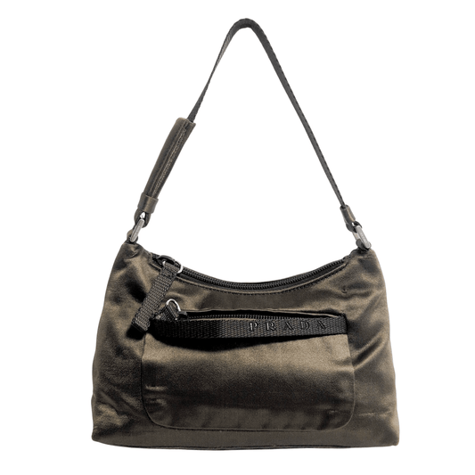PRADA Satin Khaki Mini Bag, in , Sold by HIVE PRELOVED - Handle Bags, Mini bags,