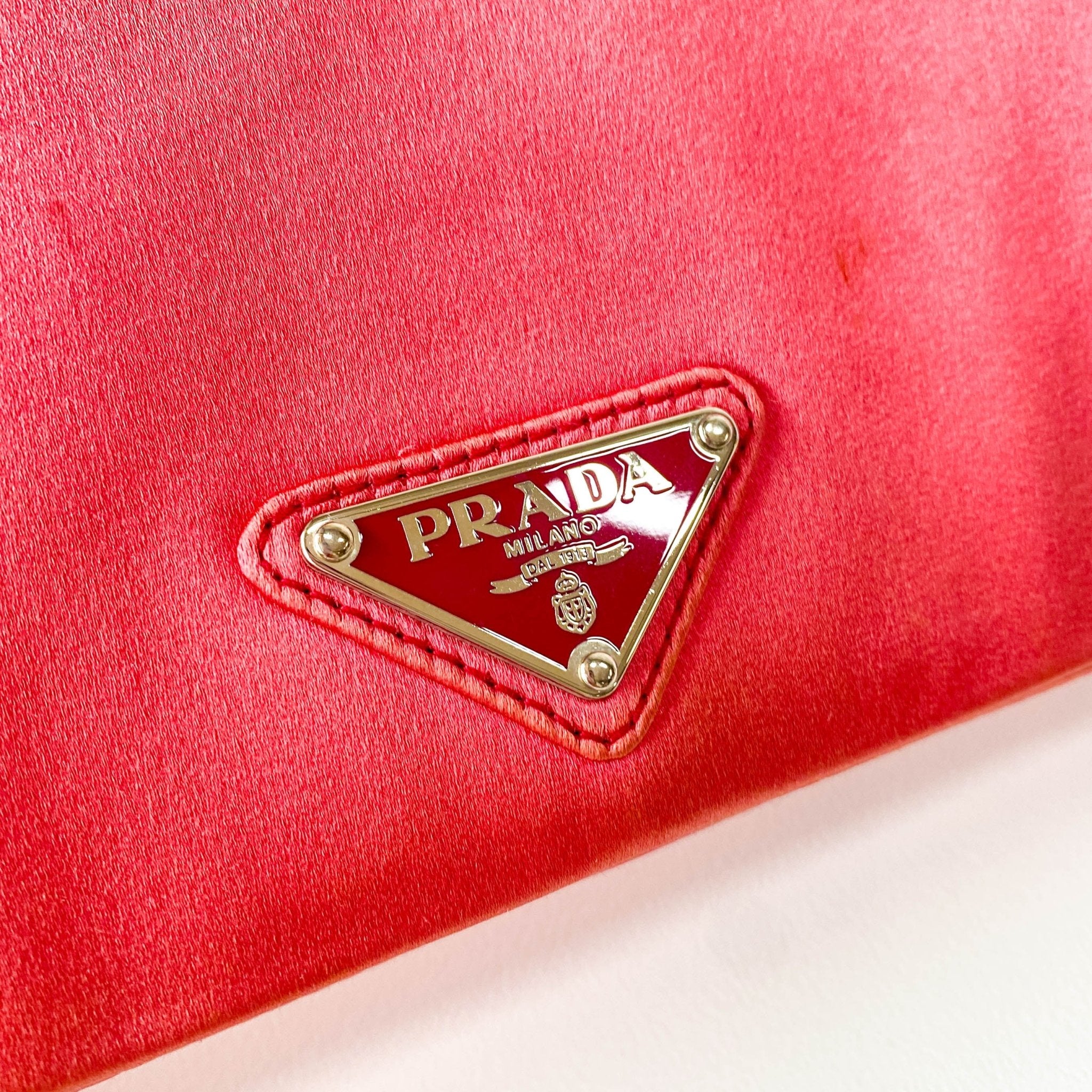 PRADA Satin Magenta Clutch Bag, in , Sold by HIVE PRELOVED - Clutch bags, ,