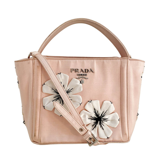 PRADA Satin Pink Floral Handbag, in , Sold by HIVE PRELOVED - Handle Bags, Shoulder Bags,