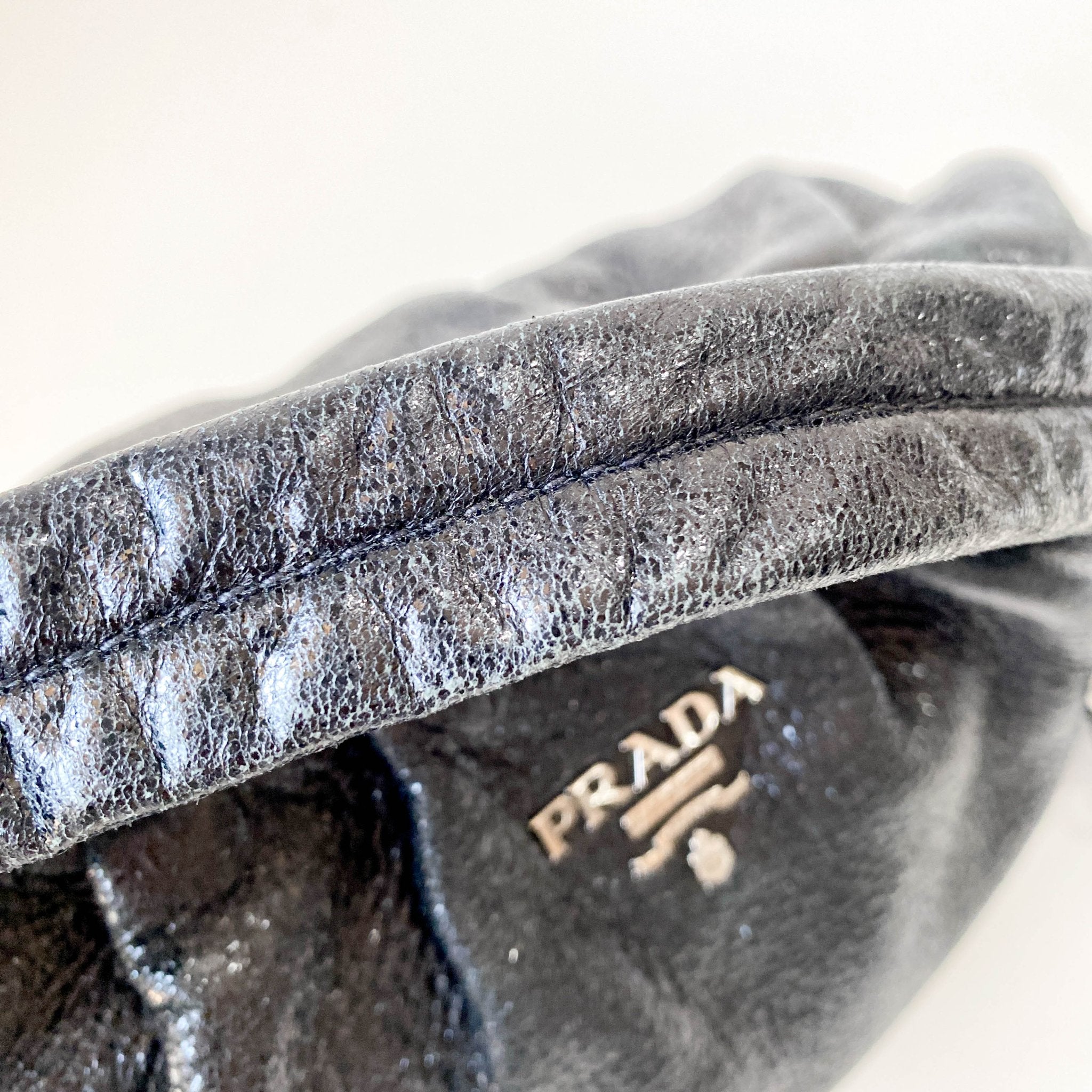 PRADA Sparkly Black Leather Shoulder Bag, in , Sold by HIVE PRELOVED - Shoulder Bags, ,