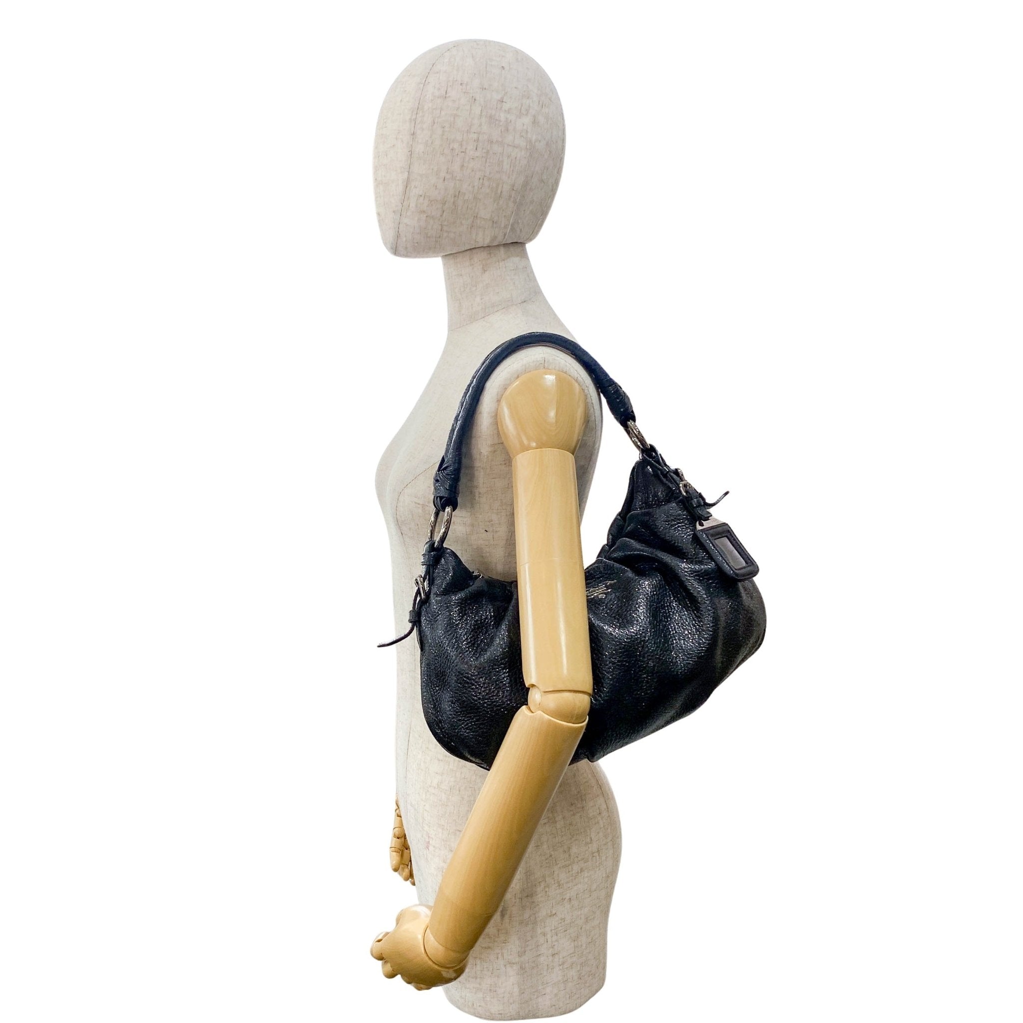 PRADA Sparkly Black Leather Shoulder Bag, in , Sold by HIVE PRELOVED - Shoulder Bags, ,