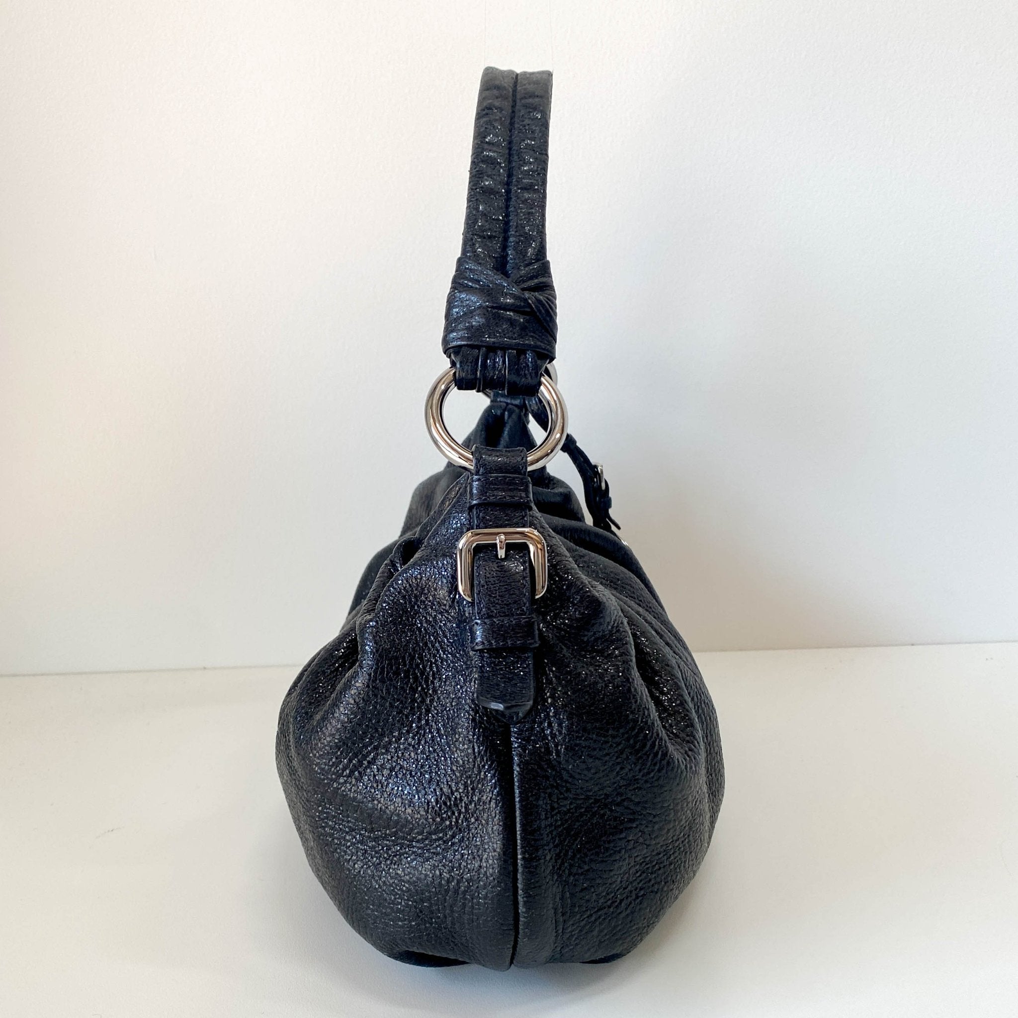 PRADA Sparkly Black Leather Shoulder Bag, in , Sold by HIVE PRELOVED - Shoulder Bags, ,