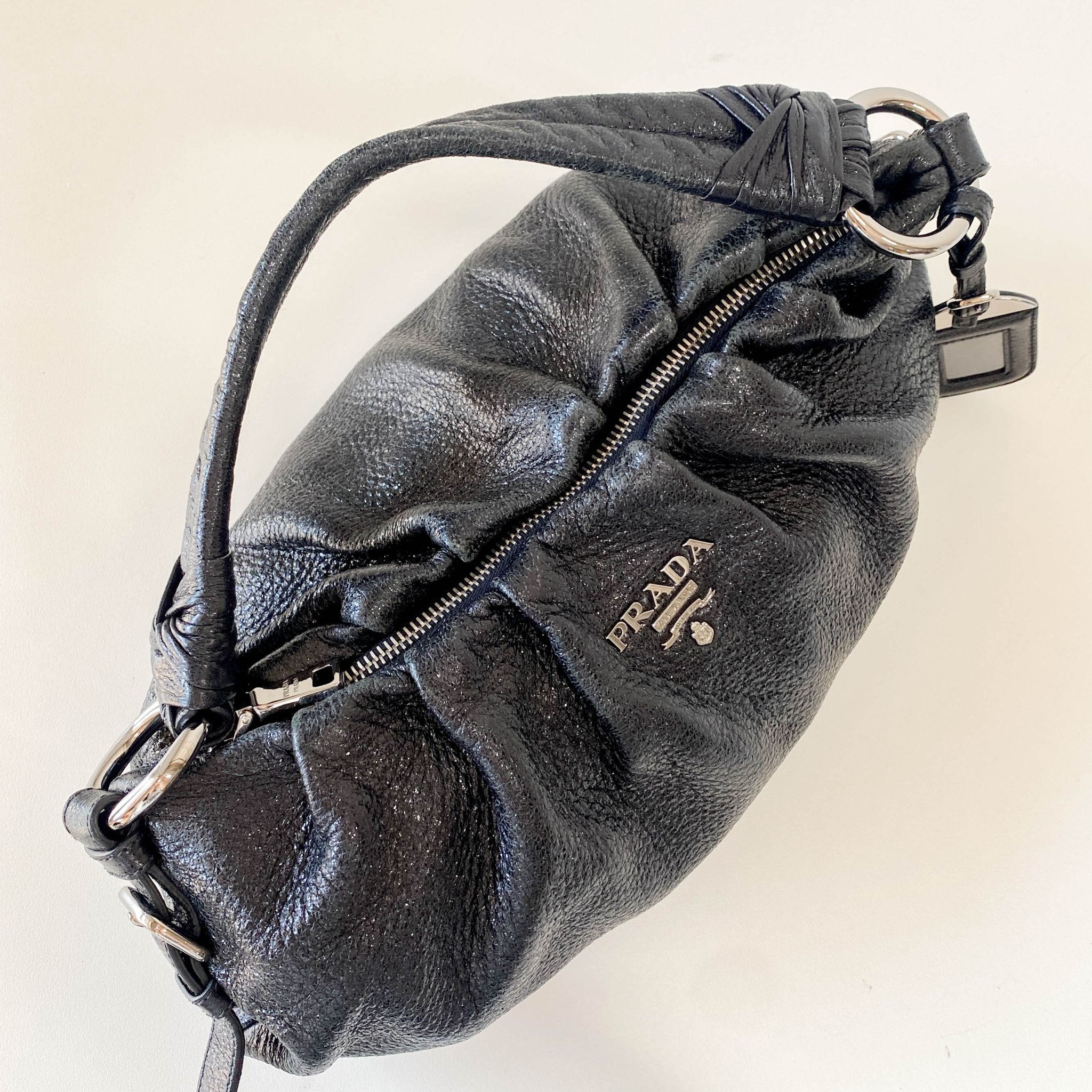 PRADA Sparkly Black Leather Shoulder Bag, in , Sold by HIVE PRELOVED - Shoulder Bags, ,