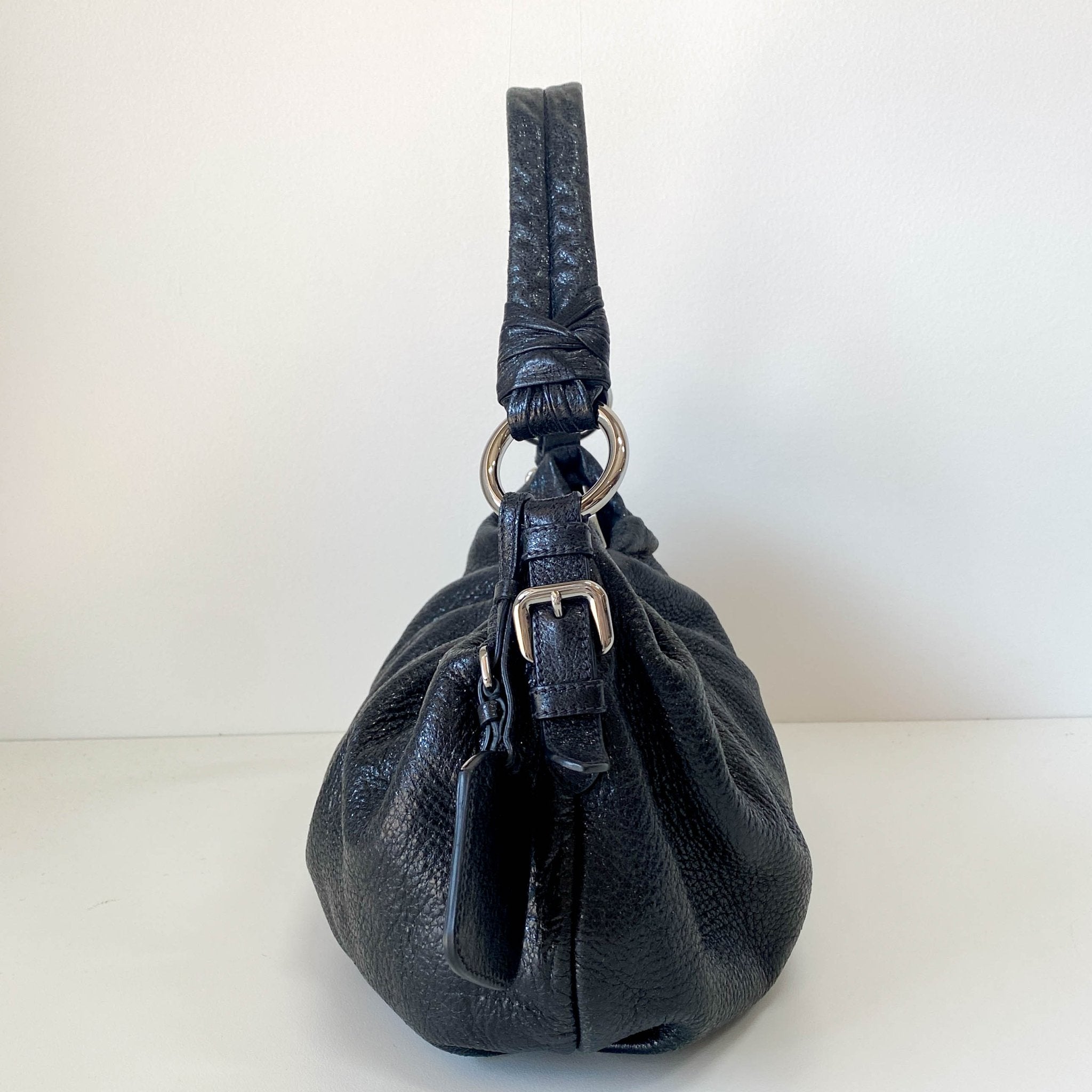 PRADA Sparkly Black Leather Shoulder Bag, in , Sold by HIVE PRELOVED - Shoulder Bags, ,