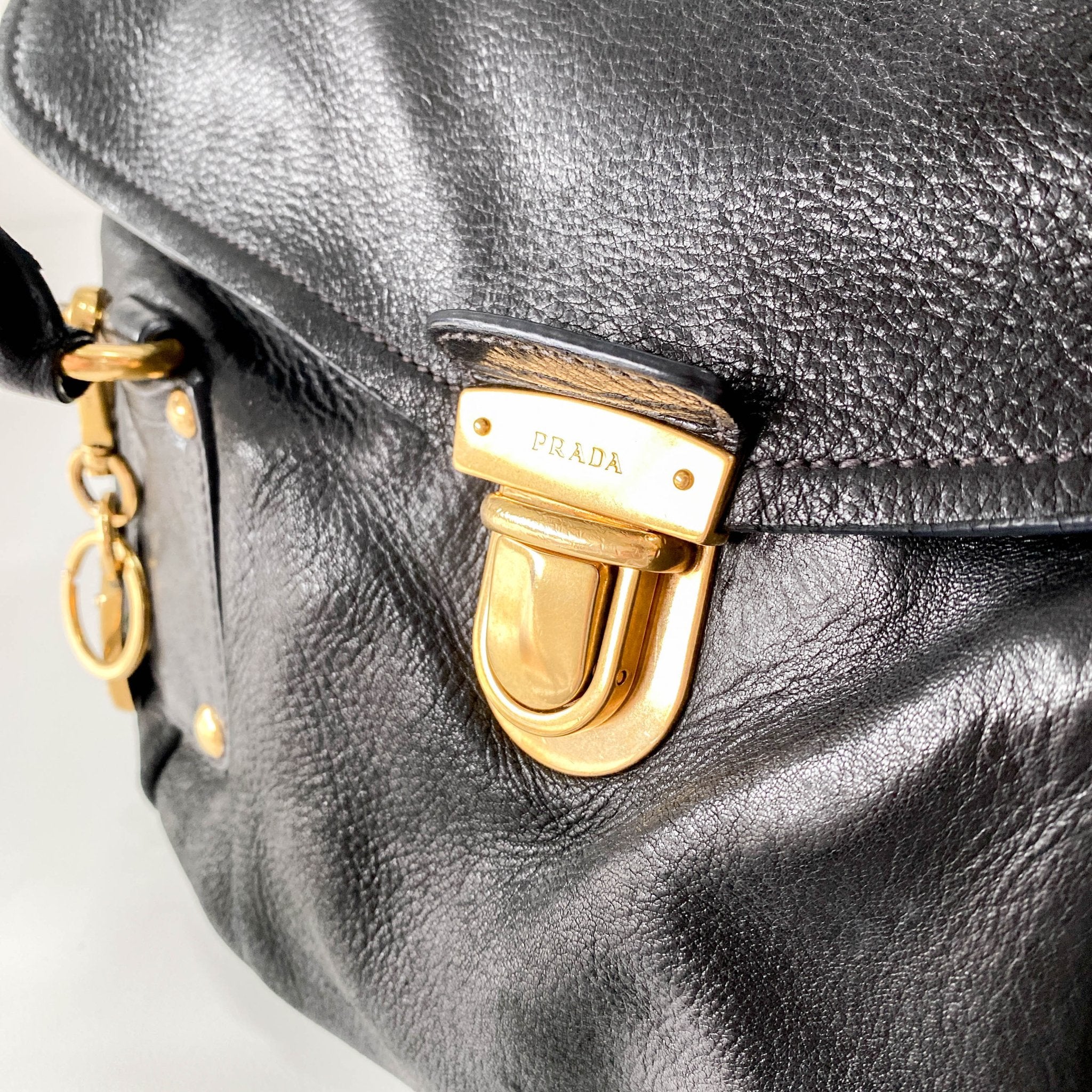 PRADA Sturdy Black Leather & Gold Hardware Shoulder Bag, in , Sold by HIVE PRELOVED - Shoulder Bags, ,