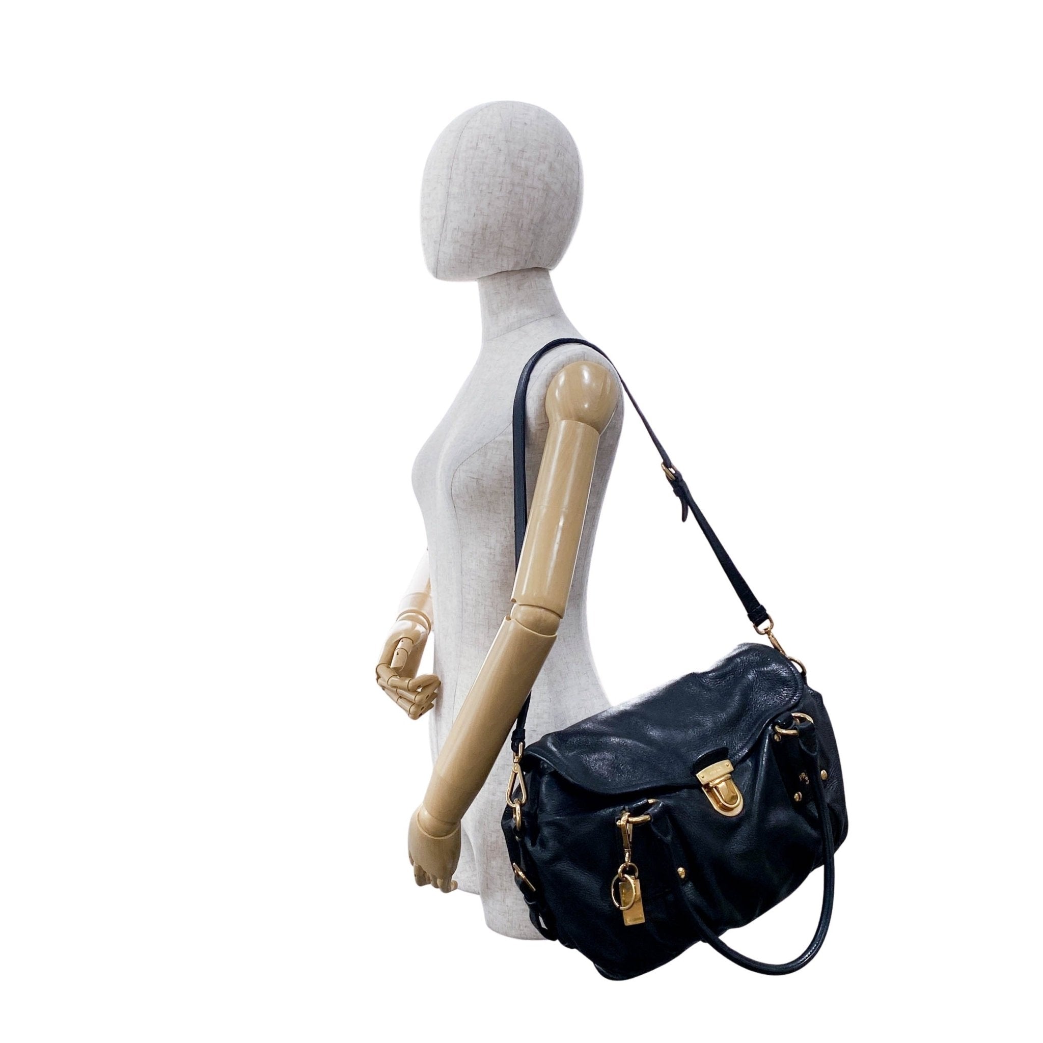 PRADA Sturdy Black Leather & Gold Hardware Shoulder Bag, in , Sold by HIVE PRELOVED - Shoulder Bags, ,