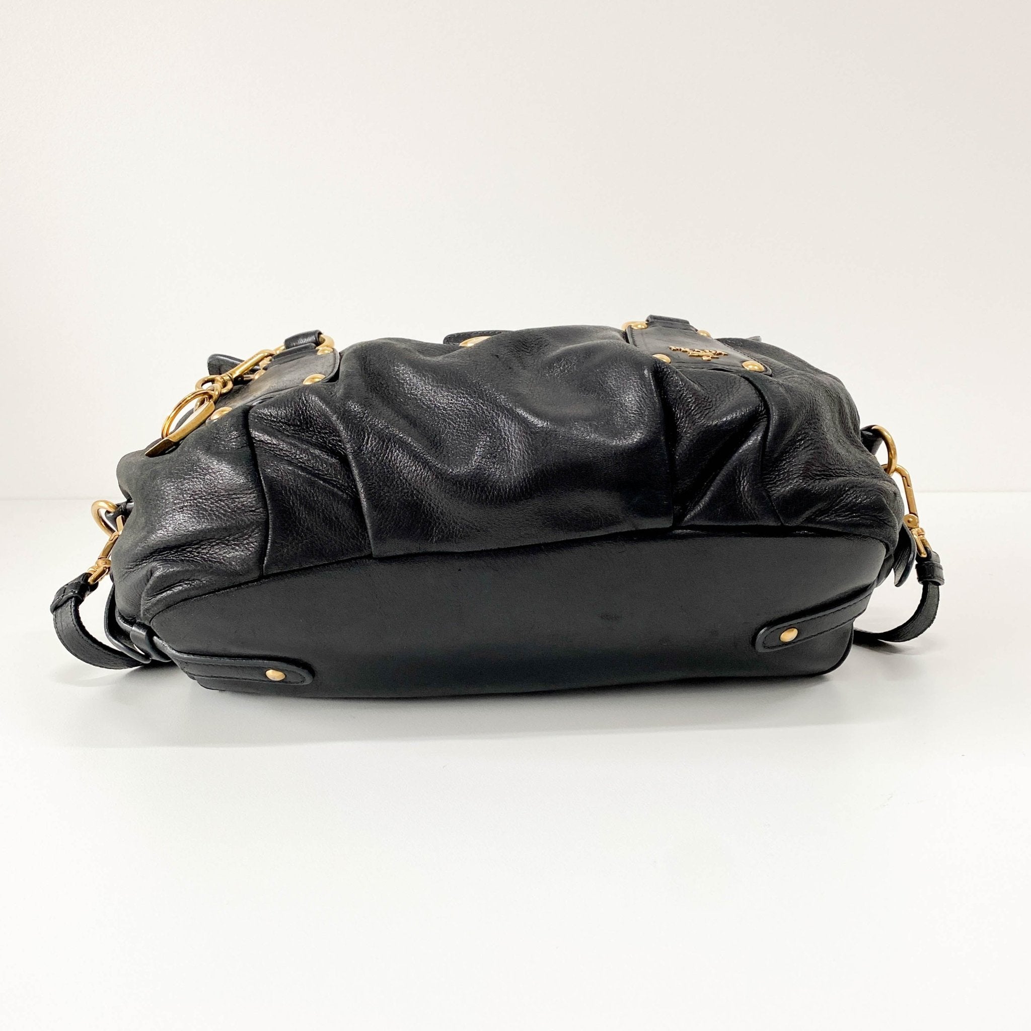 PRADA Sturdy Black Leather & Gold Hardware Shoulder Bag, in , Sold by HIVE PRELOVED - Shoulder Bags, ,