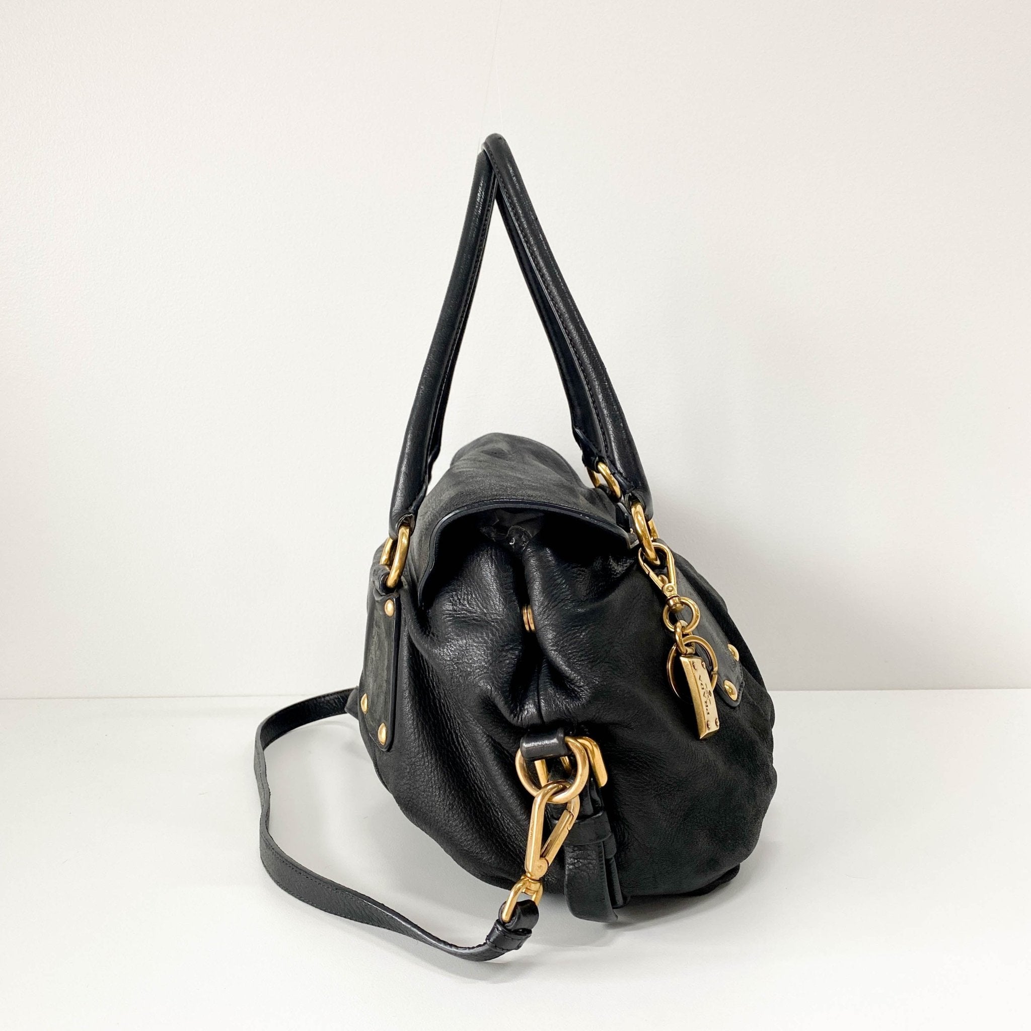 PRADA Sturdy Black Leather & Gold Hardware Shoulder Bag, in , Sold by HIVE PRELOVED - Shoulder Bags, ,