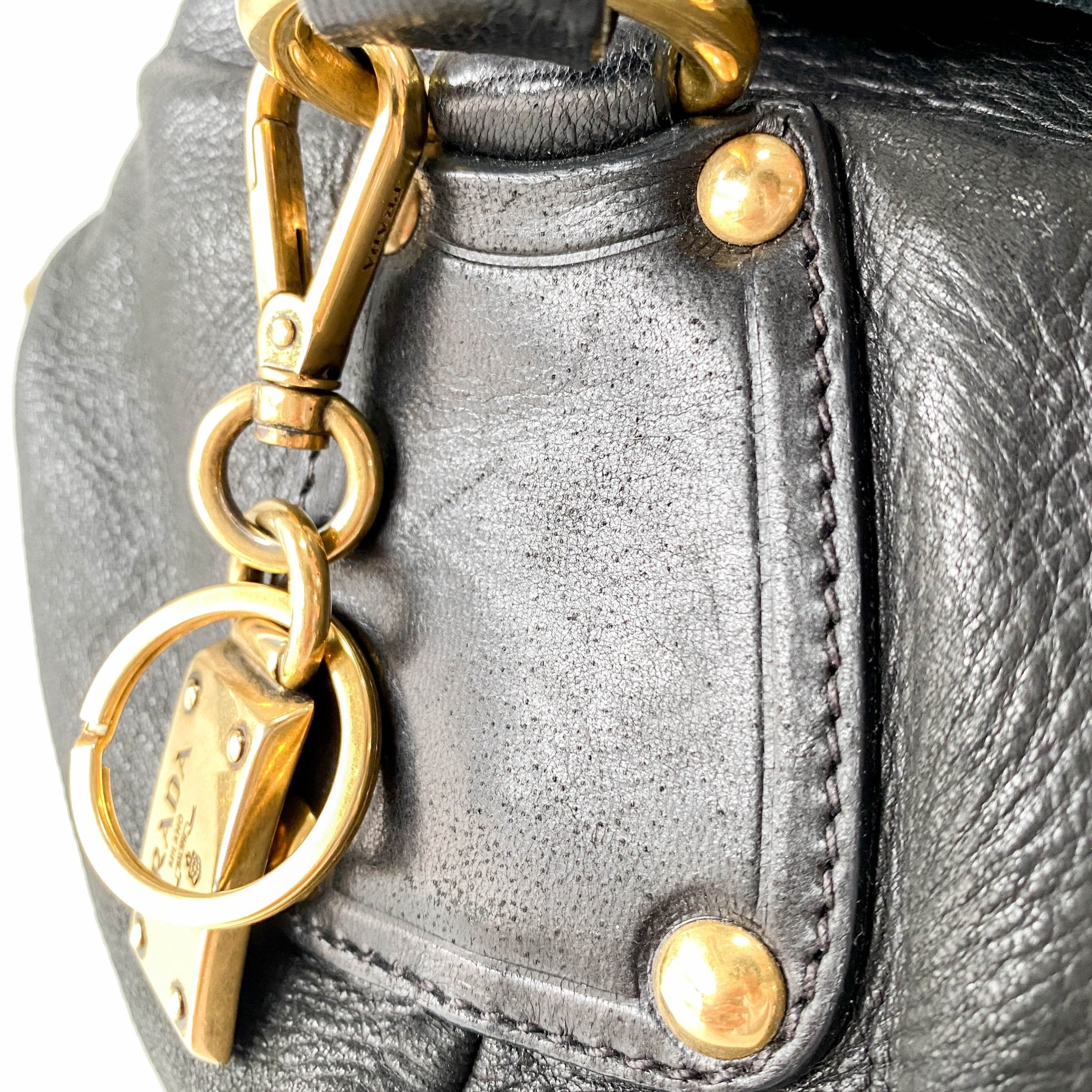 PRADA Sturdy Black Leather & Gold Hardware Shoulder Bag, in , Sold by HIVE PRELOVED - Shoulder Bags, ,