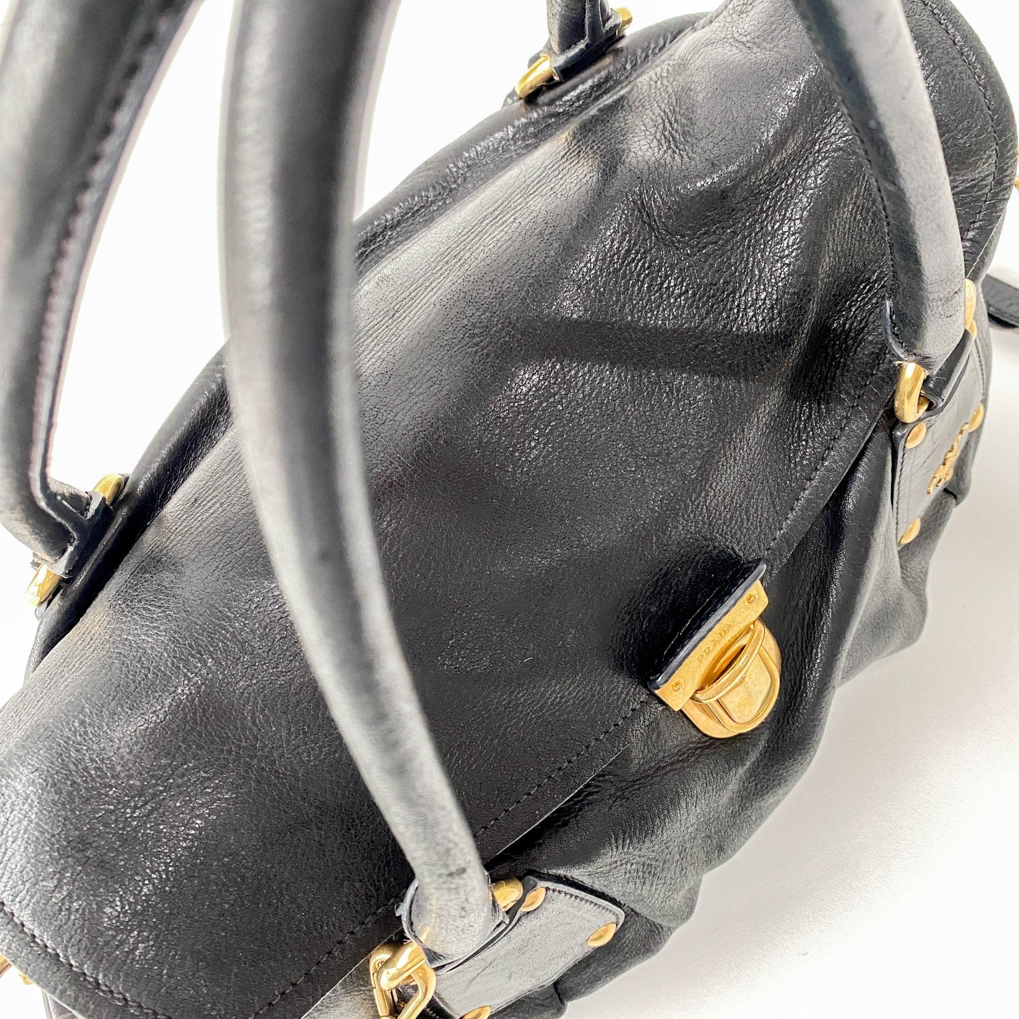 PRADA Sturdy Black Leather & Gold Hardware Shoulder Bag, in , Sold by HIVE PRELOVED - Shoulder Bags, ,