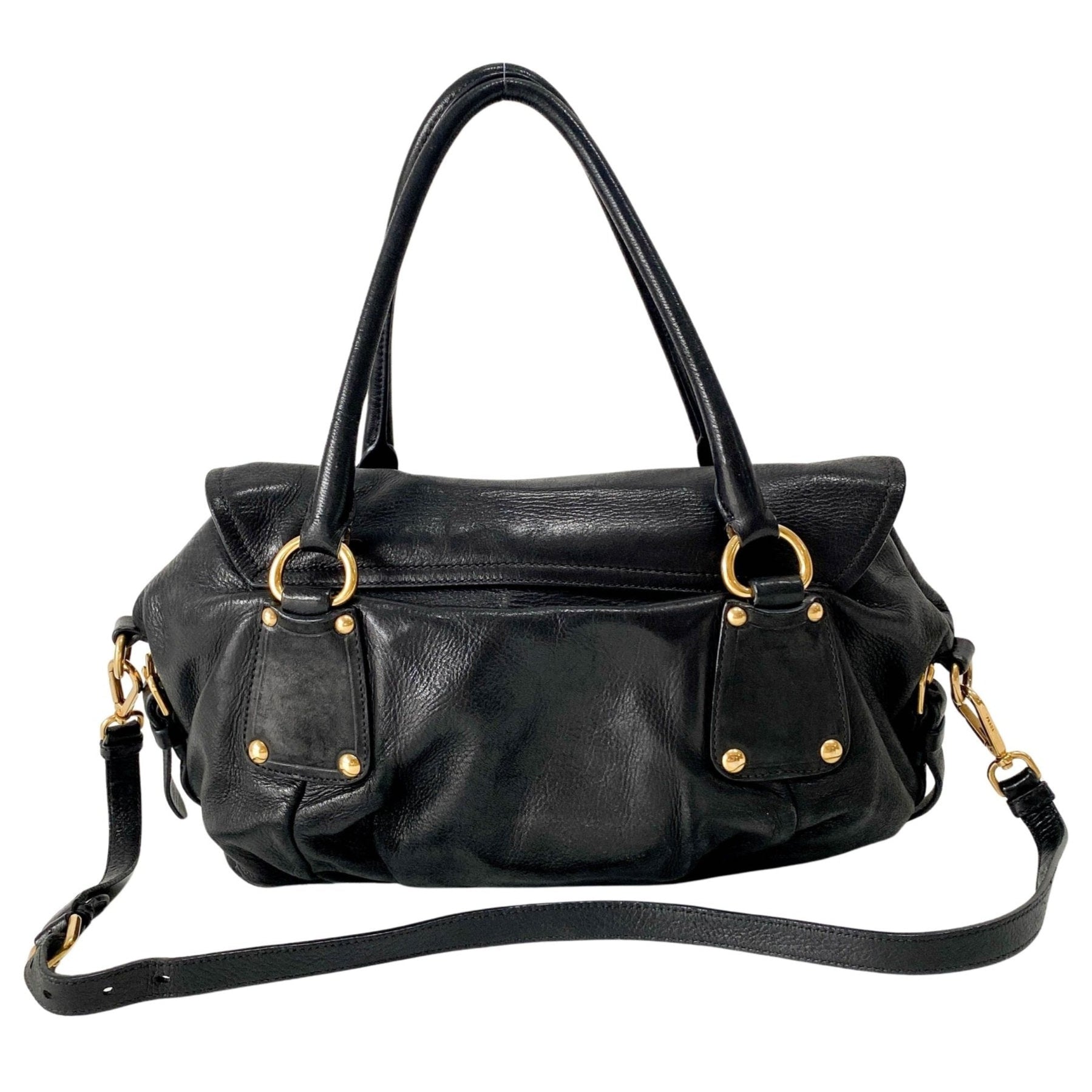 PRADA Sturdy Black Leather & Gold Hardware Shoulder Bag, in , Sold by HIVE PRELOVED - Shoulder Bags, ,