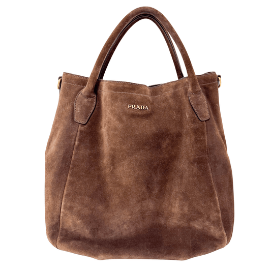 PRADA Suede Brown Tote, in , Sold by HIVE PRELOVED - Totes, ,