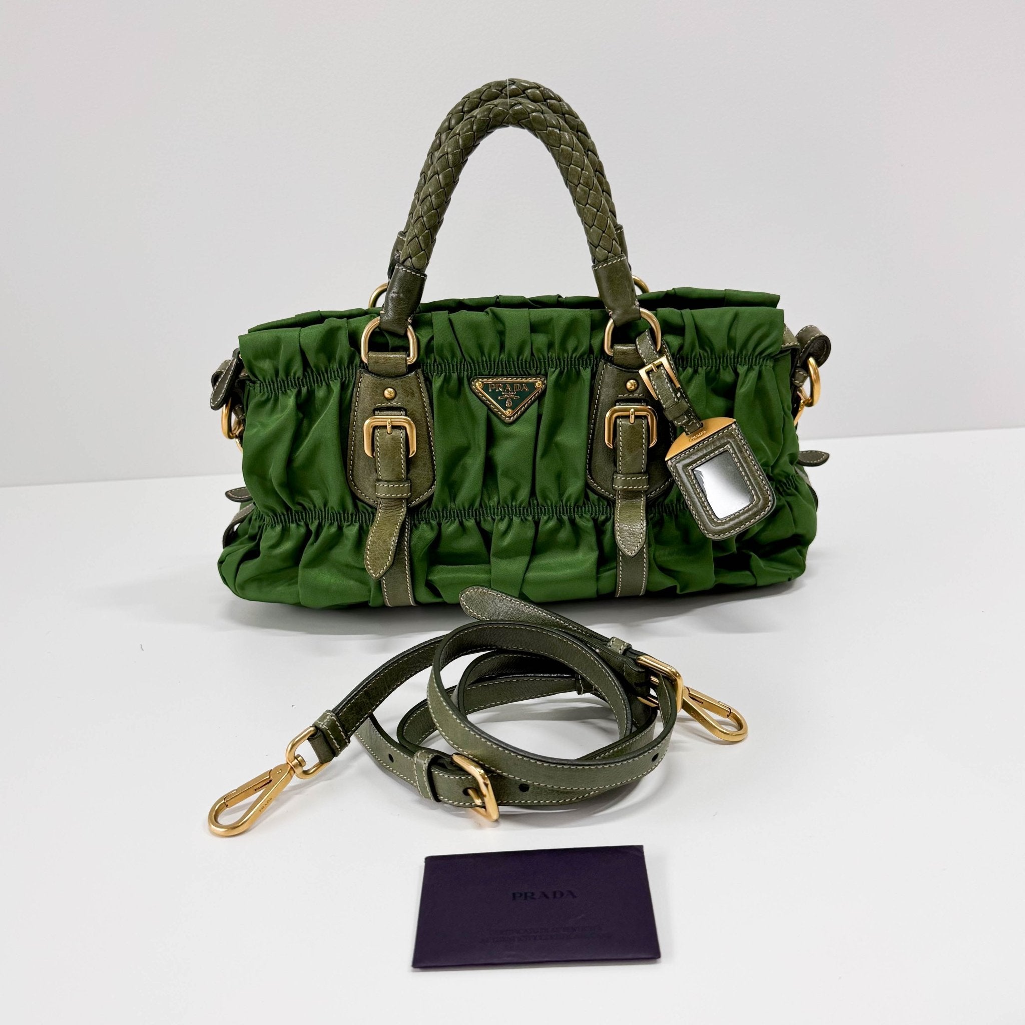 PRADA Tessuto Gaufre Nylon Green Handbag, in , Sold by HIVE PRELOVED - Handle Bags, Shoulder Bags,