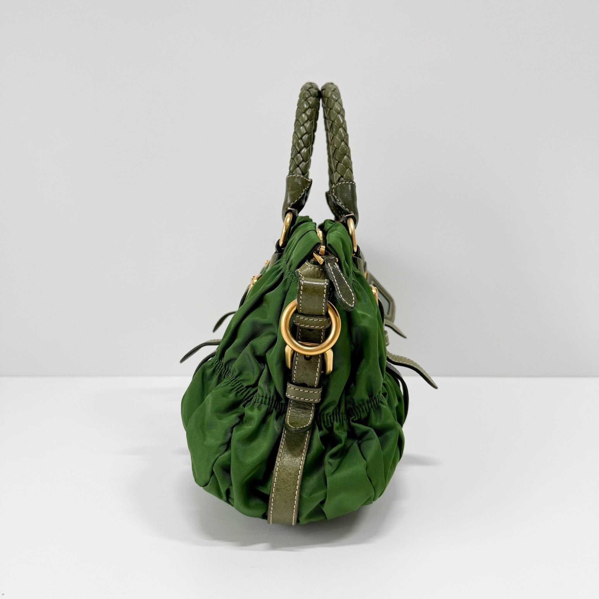 PRADA Tessuto Gaufre Nylon Green Handbag, in , Sold by HIVE PRELOVED - Handle Bags, Shoulder Bags,
