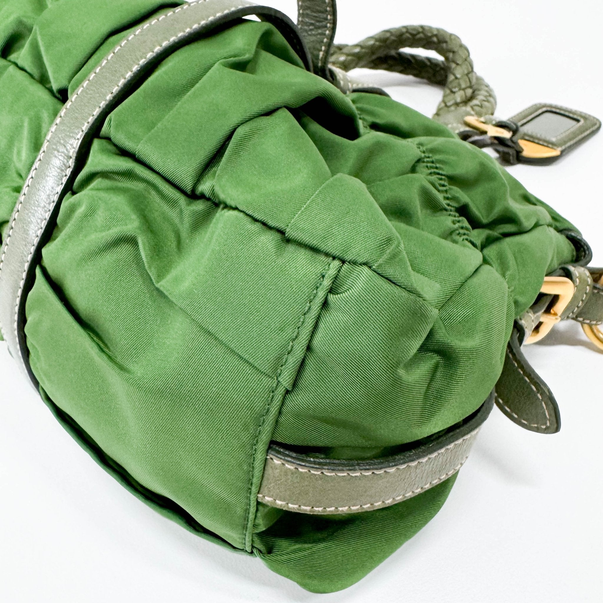 PRADA Tessuto Gaufre Nylon Green Handbag, in , Sold by HIVE PRELOVED - Handle Bags, Shoulder Bags,
