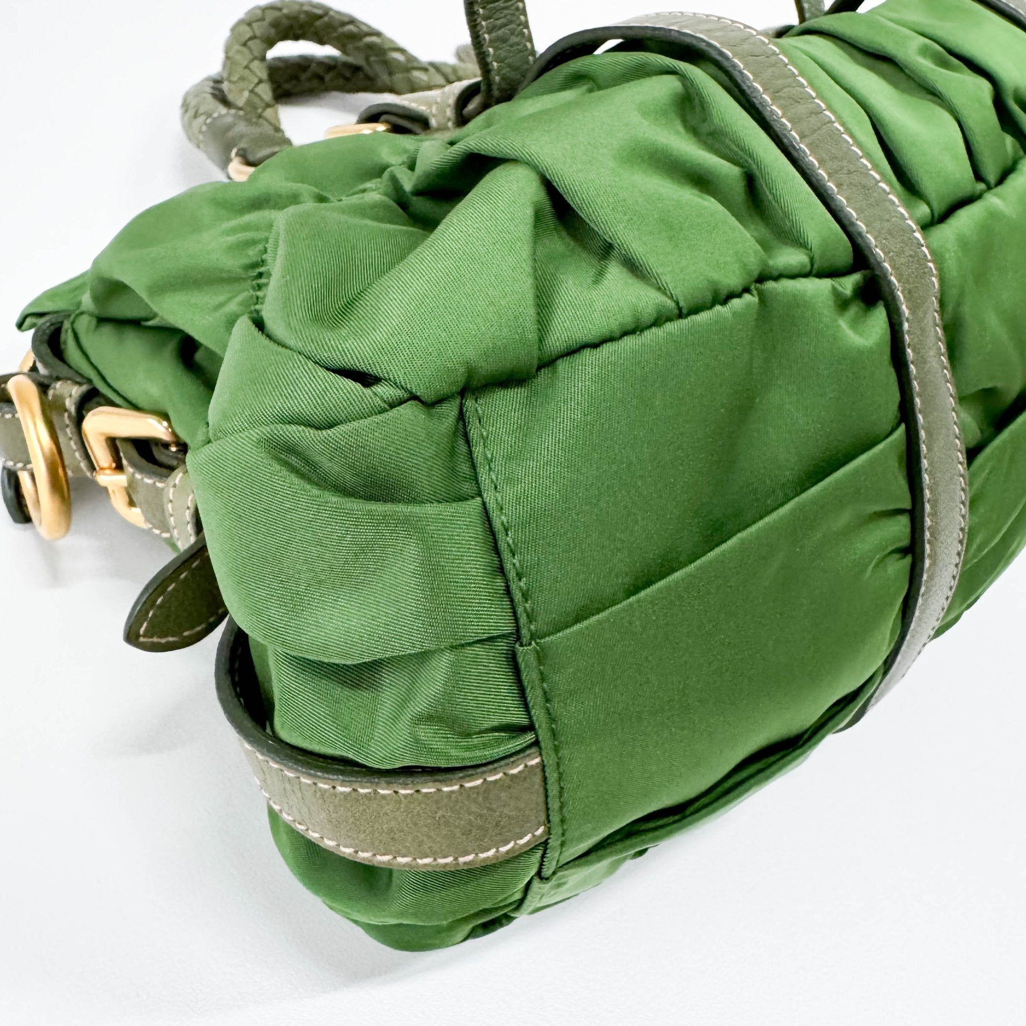 PRADA Tessuto Gaufre Nylon Green Handbag, in , Sold by HIVE PRELOVED - Handle Bags, Shoulder Bags,