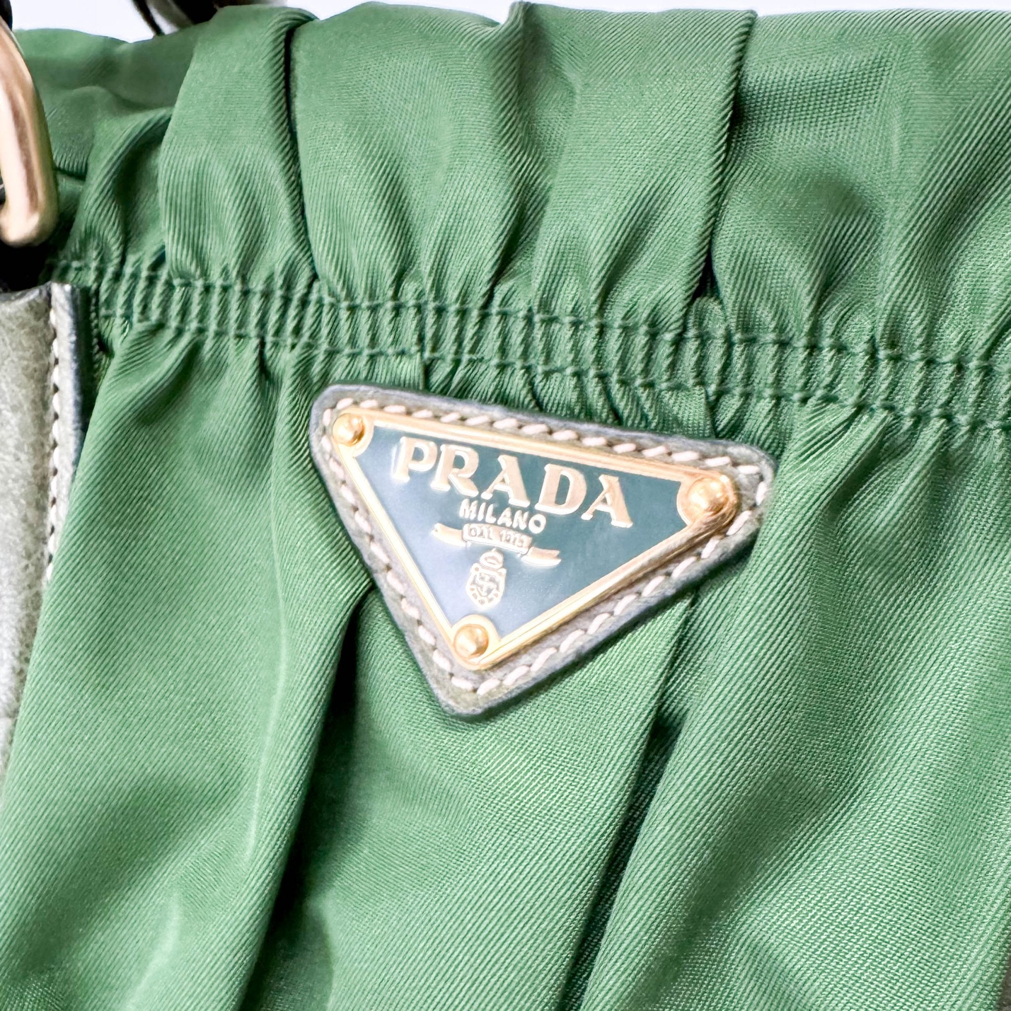 PRADA Tessuto Gaufre Nylon Green Handbag, in , Sold by HIVE PRELOVED - Handle Bags, Shoulder Bags,