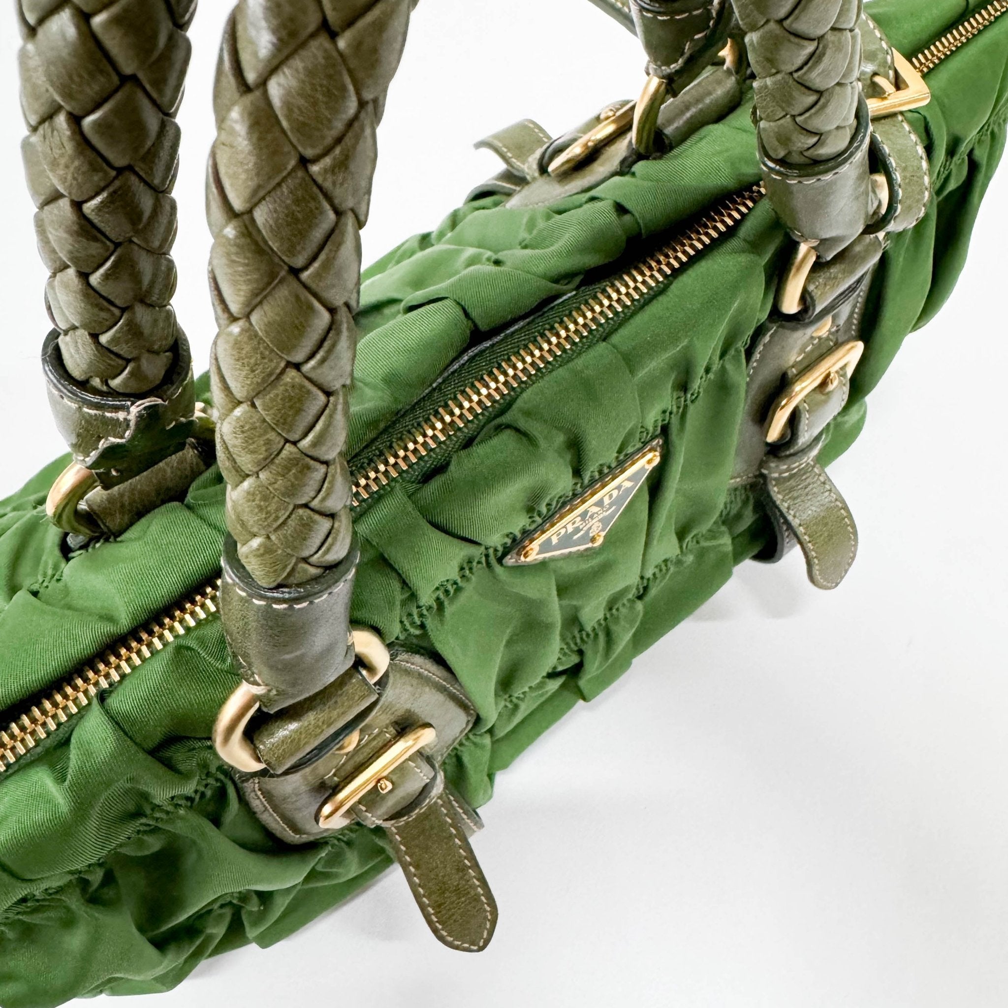 PRADA Tessuto Gaufre Nylon Green Handbag, in , Sold by HIVE PRELOVED - Handle Bags, Shoulder Bags,