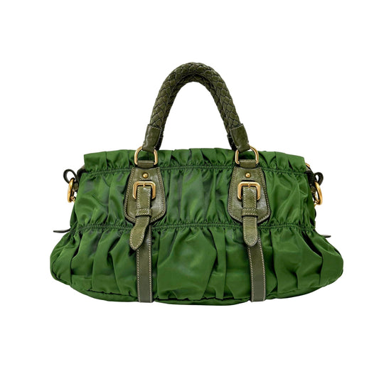 PRADA Tessuto Gaufre Nylon Green Handbag, in , Sold by HIVE PRELOVED - Handle Bags, Shoulder Bags,