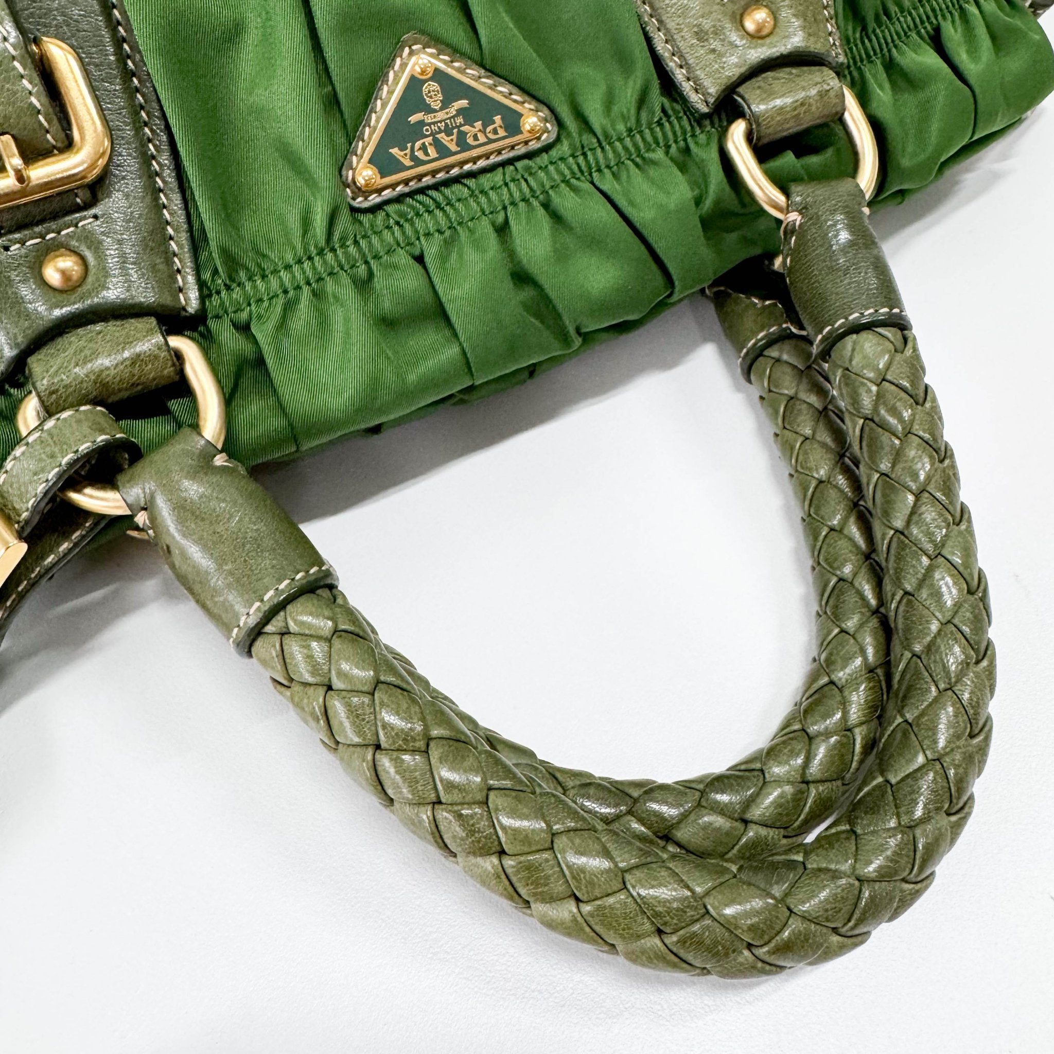 PRADA Tessuto Gaufre Nylon Green Handbag, in , Sold by HIVE PRELOVED - Handle Bags, Shoulder Bags,