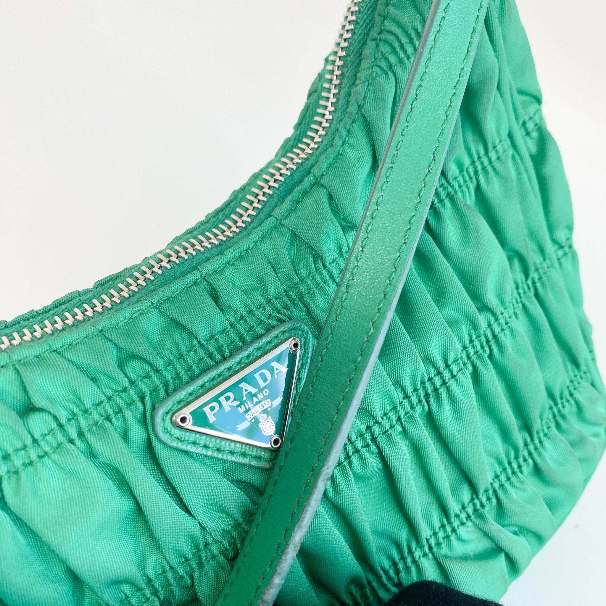 PRADA Tessuto Nylon Gaufre Hobo Shoulder Bag Mint Green, in , Sold by HIVE PRELOVED - Shoulder Bags, ,