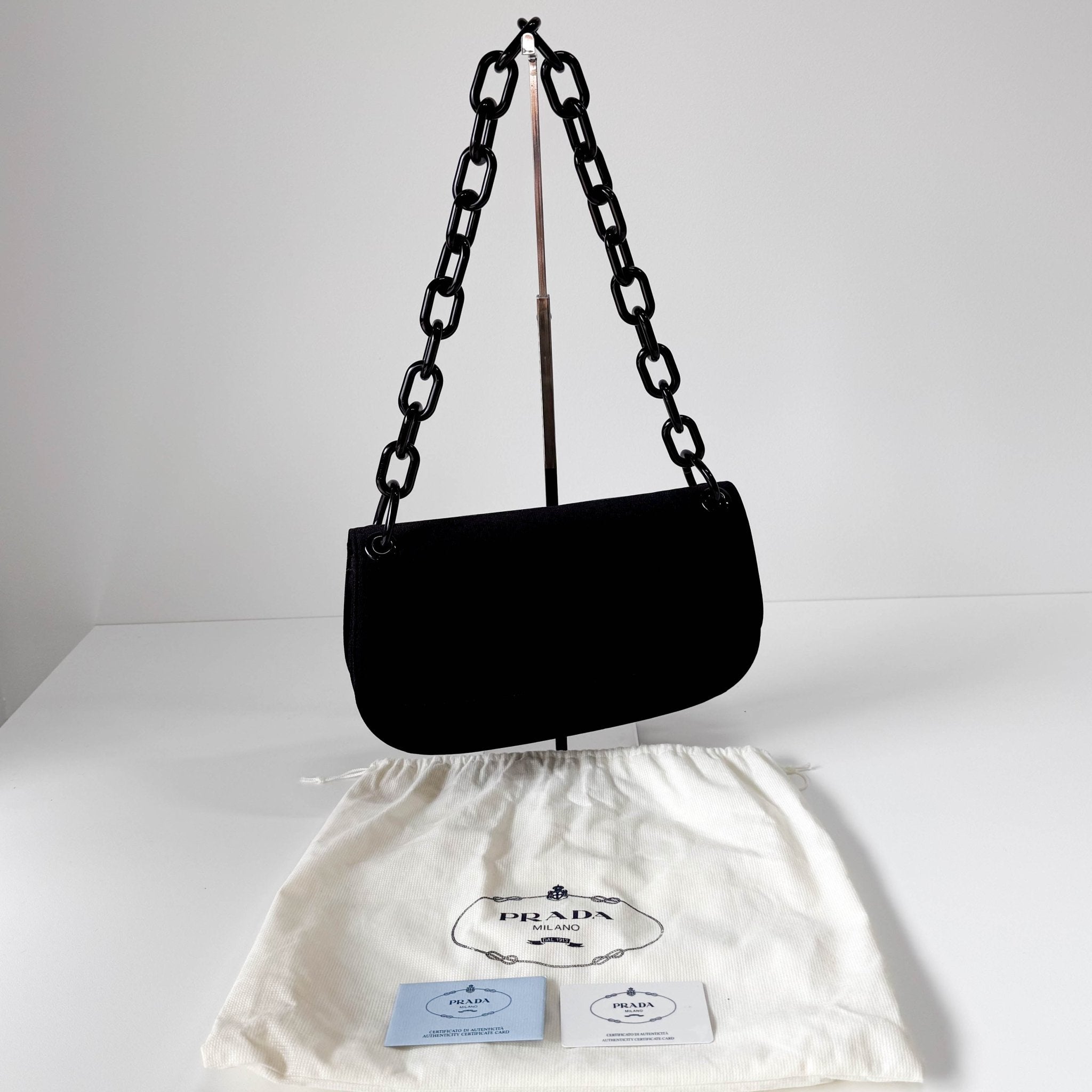 PRADA Tessuto Swing Black Cloth Shoulder Bag, in , Sold by HIVE PRELOVED - Shoulder Bags, ,