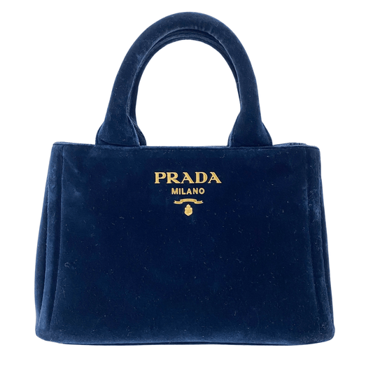 PRADA Velvet Navy Totes Shoulder Bag, in , Sold by HIVE PRELOVED - Totes, ,