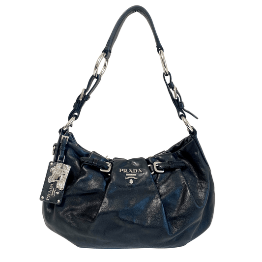 PRADA Vintage Black Leather Shouler Bag, in , Sold by HIVE PRELOVED - Shoulder Bags, ,