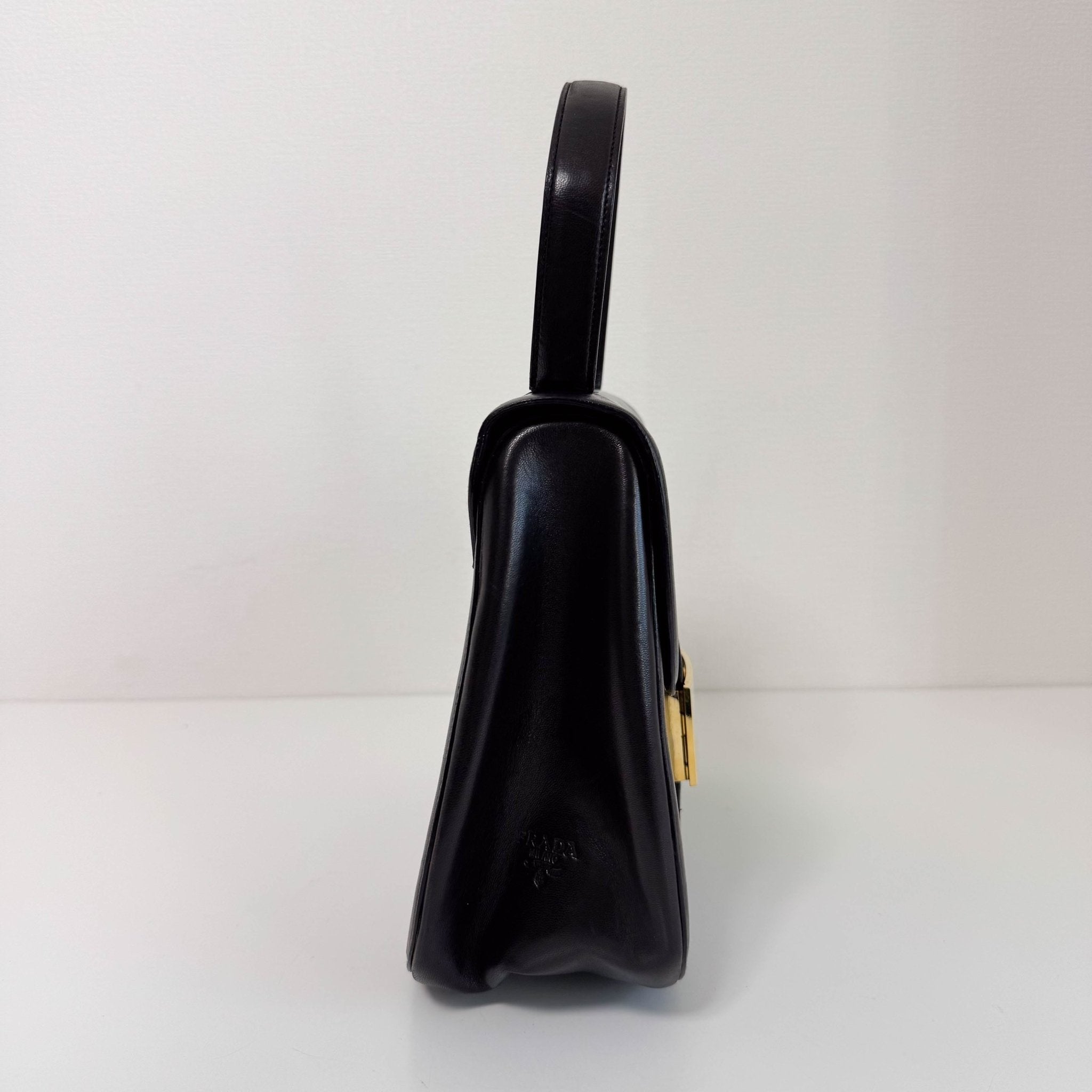 PRADA Vintage Black Leather Top Handle Bag, in , Sold by HIVE PRELOVED - Handle Bags, ,