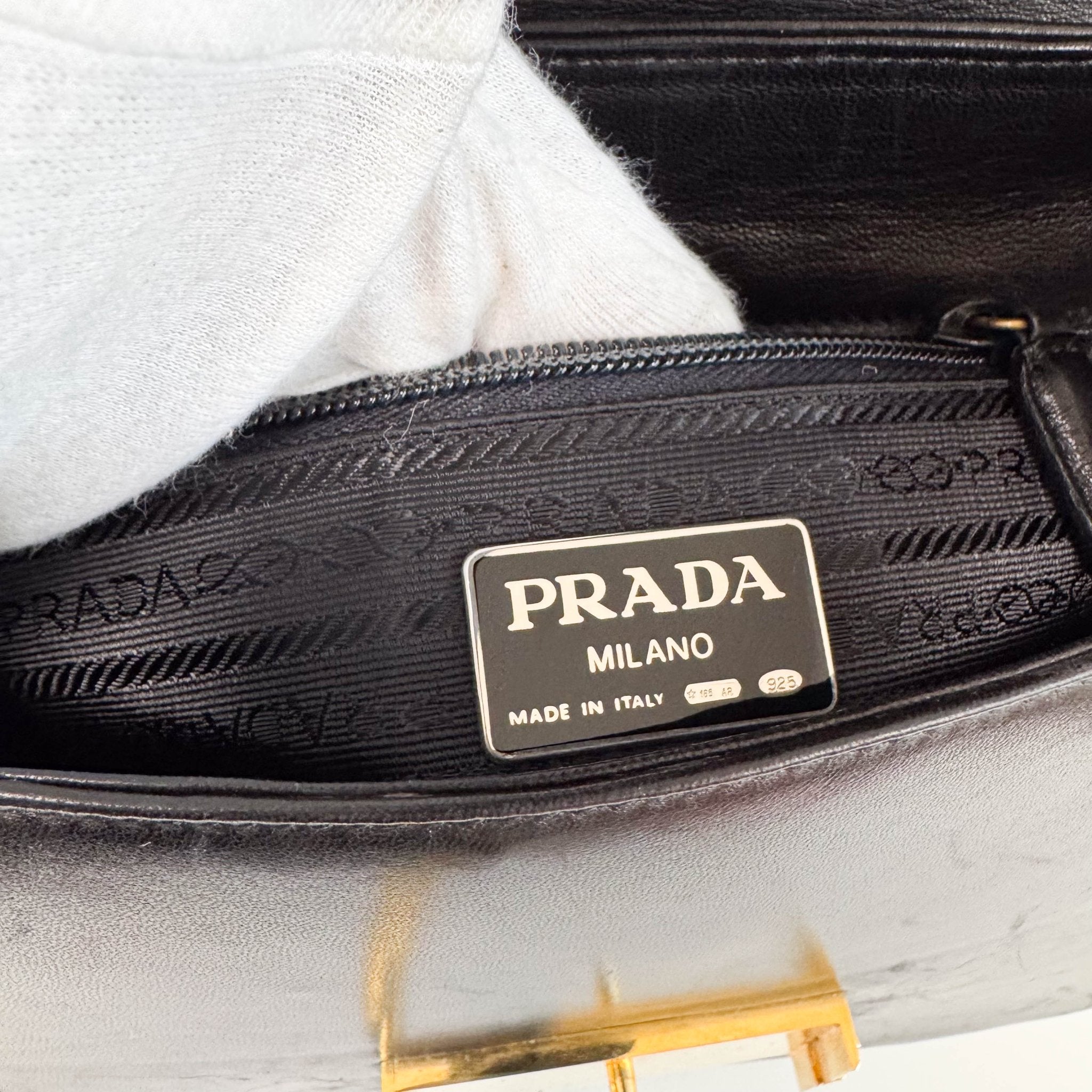 PRADA Vintage Black Leather Top Handle Bag, in , Sold by HIVE PRELOVED - Handle Bags, ,