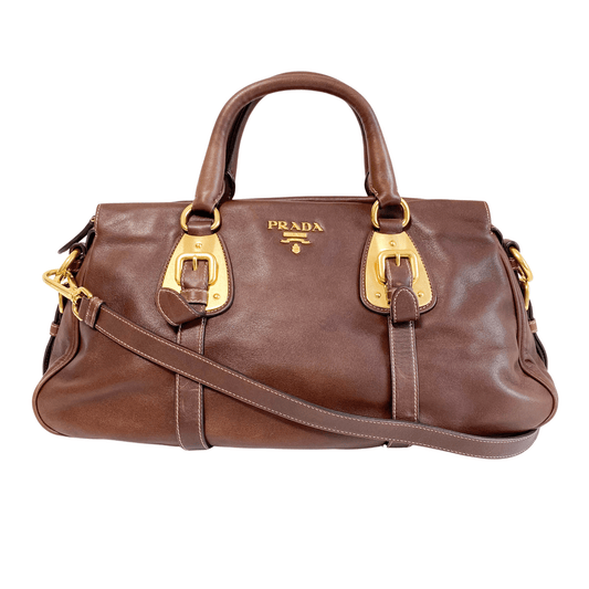 PRADA Vintage Brown Leather Handbag, in , Sold by HIVE PRELOVED - Handle Bags, ,