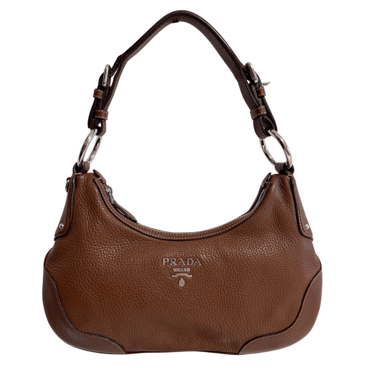 PRADA Vintage Brown Leather Hobo Shoulder Bag, in , Sold by HIVE PRELOVED - Shoulder Bags, ,