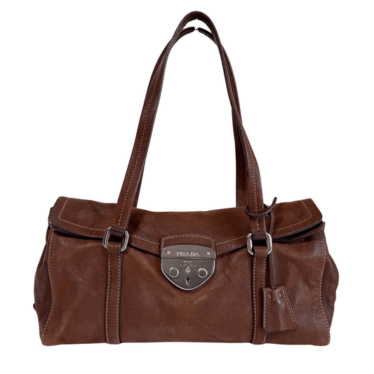 PRADA Vintage Brown leather Shoulder Bag, in , Sold by HIVE PRELOVED - Shoulder Bags, ,