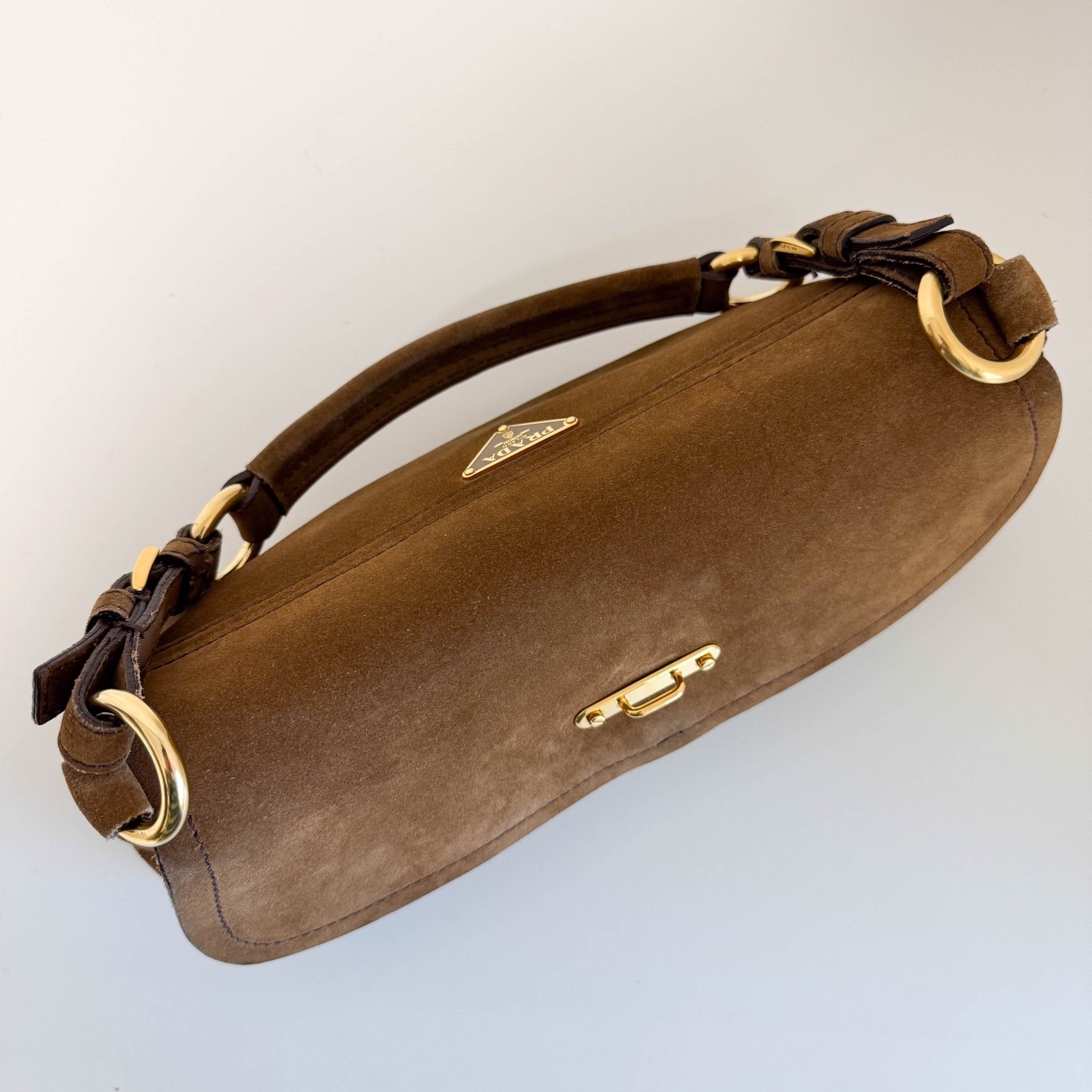 PRADA Vintage Brown Suede Shoulder Bag, in , Sold by HIVE PRELOVED - Shoulder Bags, ,