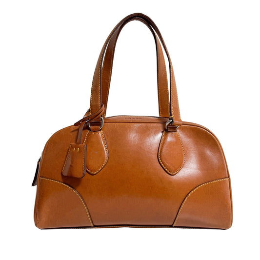 PRADA Vintage Caramel Leather Handle with Lock & Key, in , Sold by HIVE PRELOVED - Handle Bags, ,