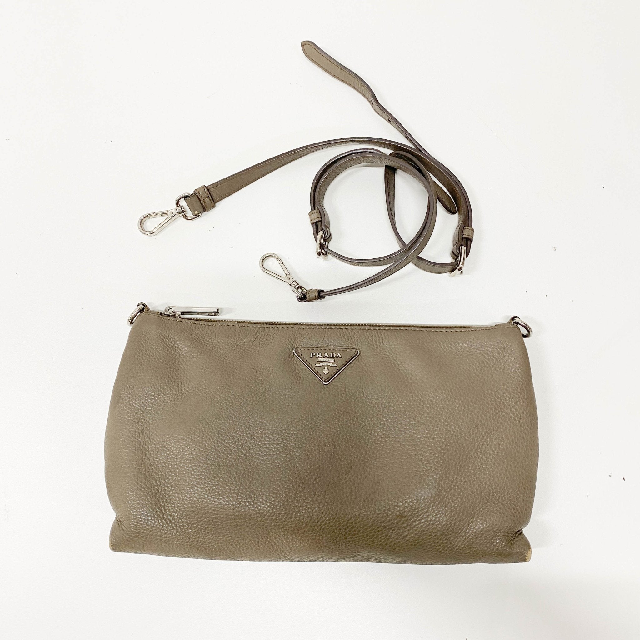 PRADA Vintage Grey Leather Crossbody Bag, in , Sold by HIVE PRELOVED - Shoulder Bags, ,